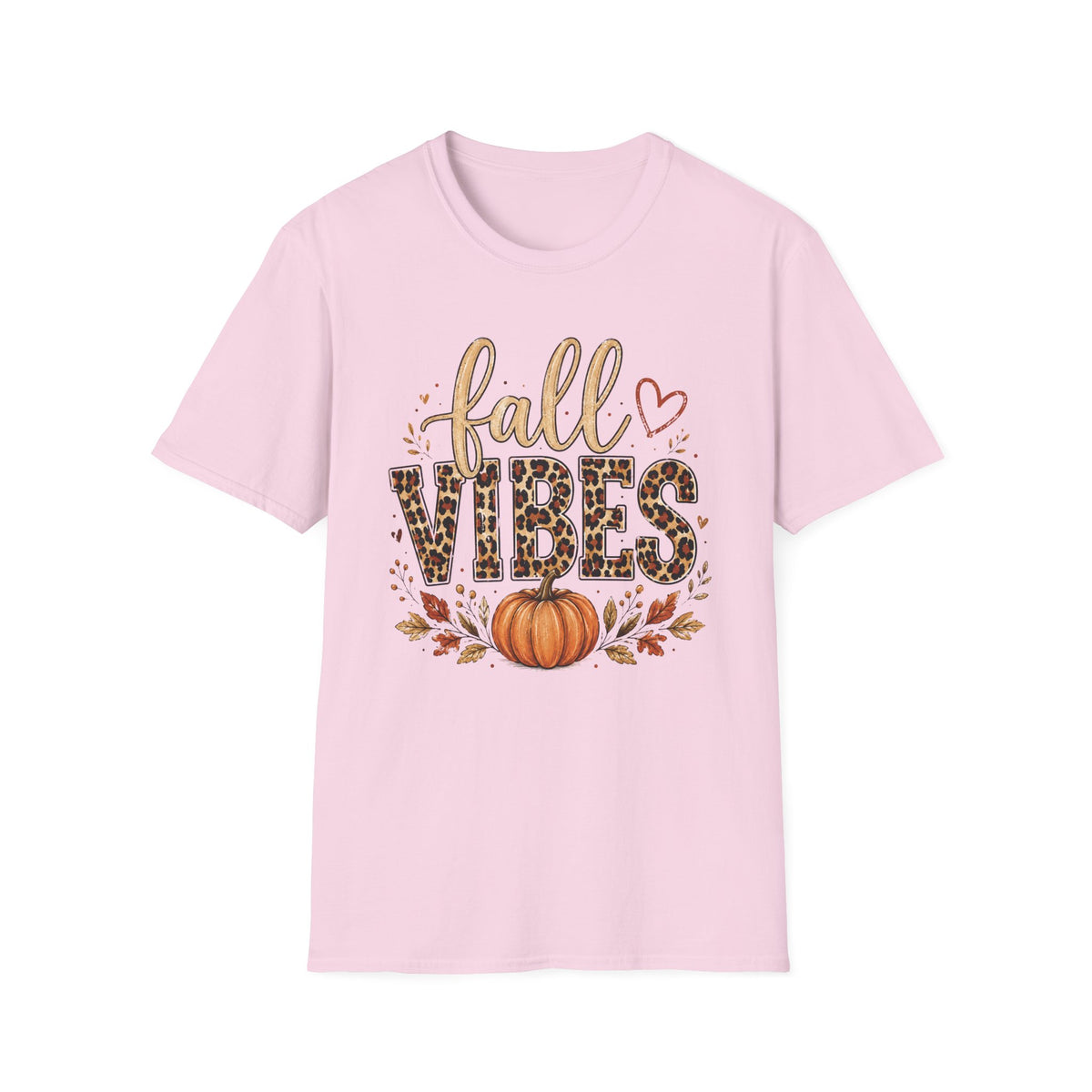 Fall Vibes T-Shirt — Leopard Print Pumpkin Autumn Graphic Tee