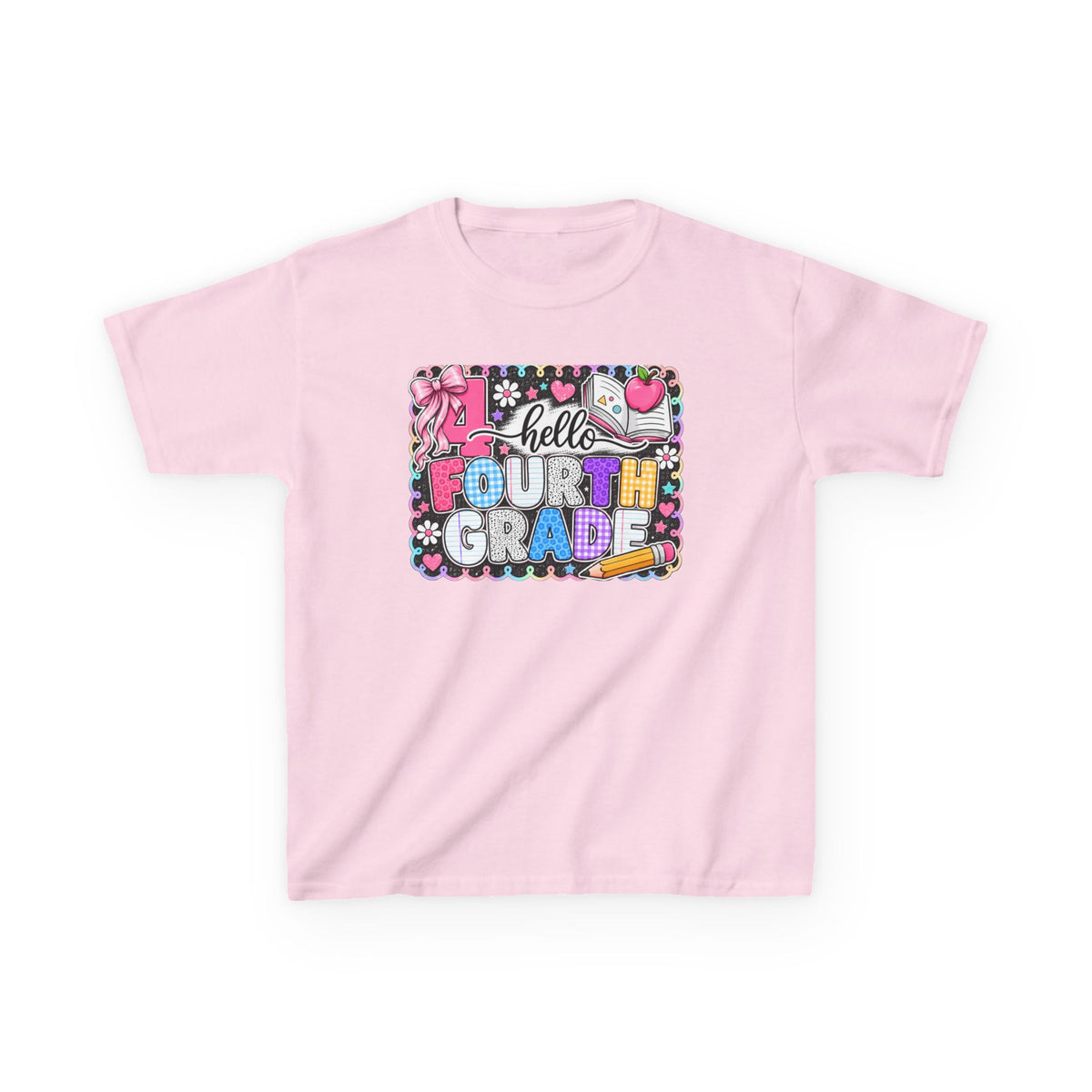 Hello Fourth Grade Kids Tee — Colorful Back-to-School Shirt for Girls & Boys
