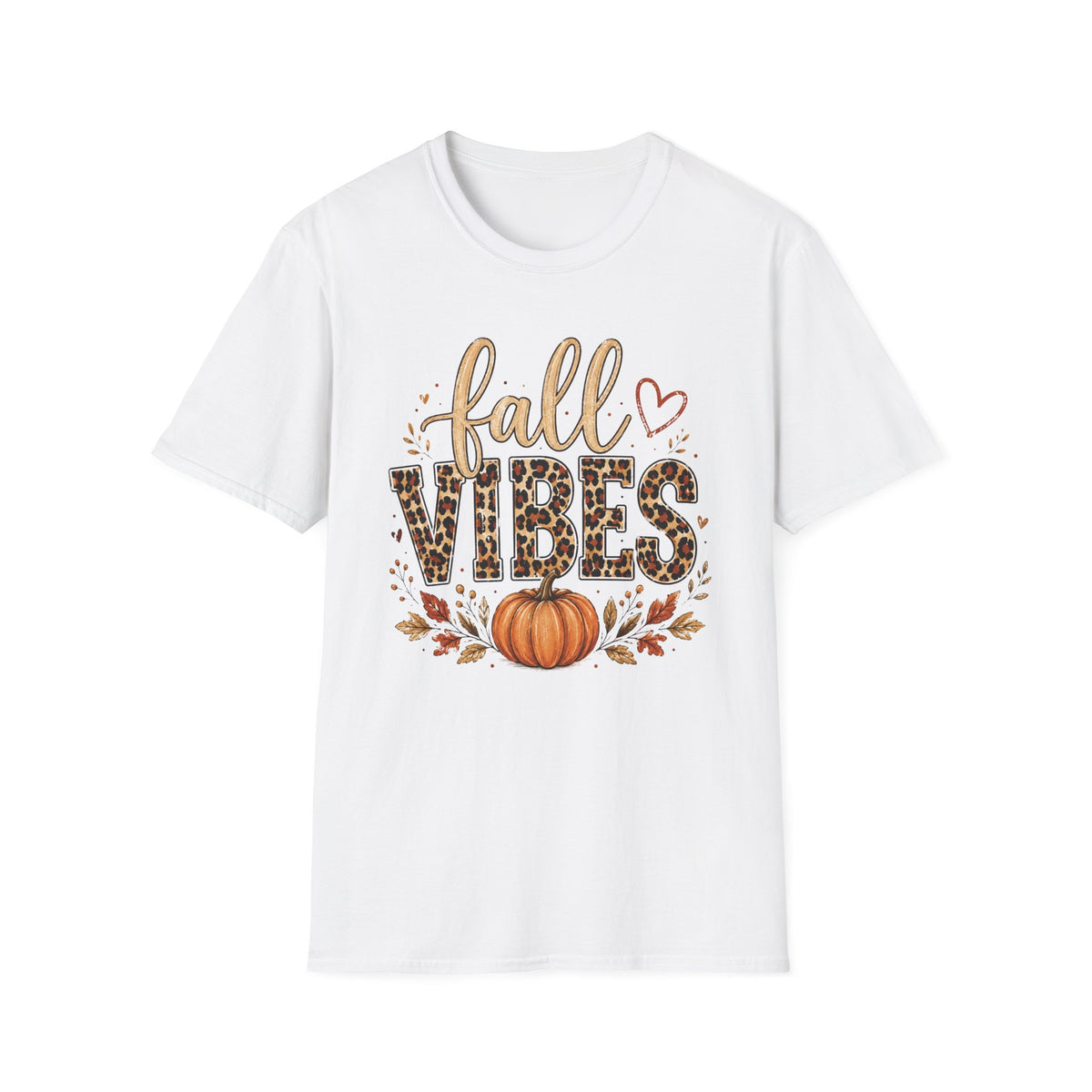 Fall Vibes T-Shirt — Leopard Print Pumpkin Autumn Graphic Tee