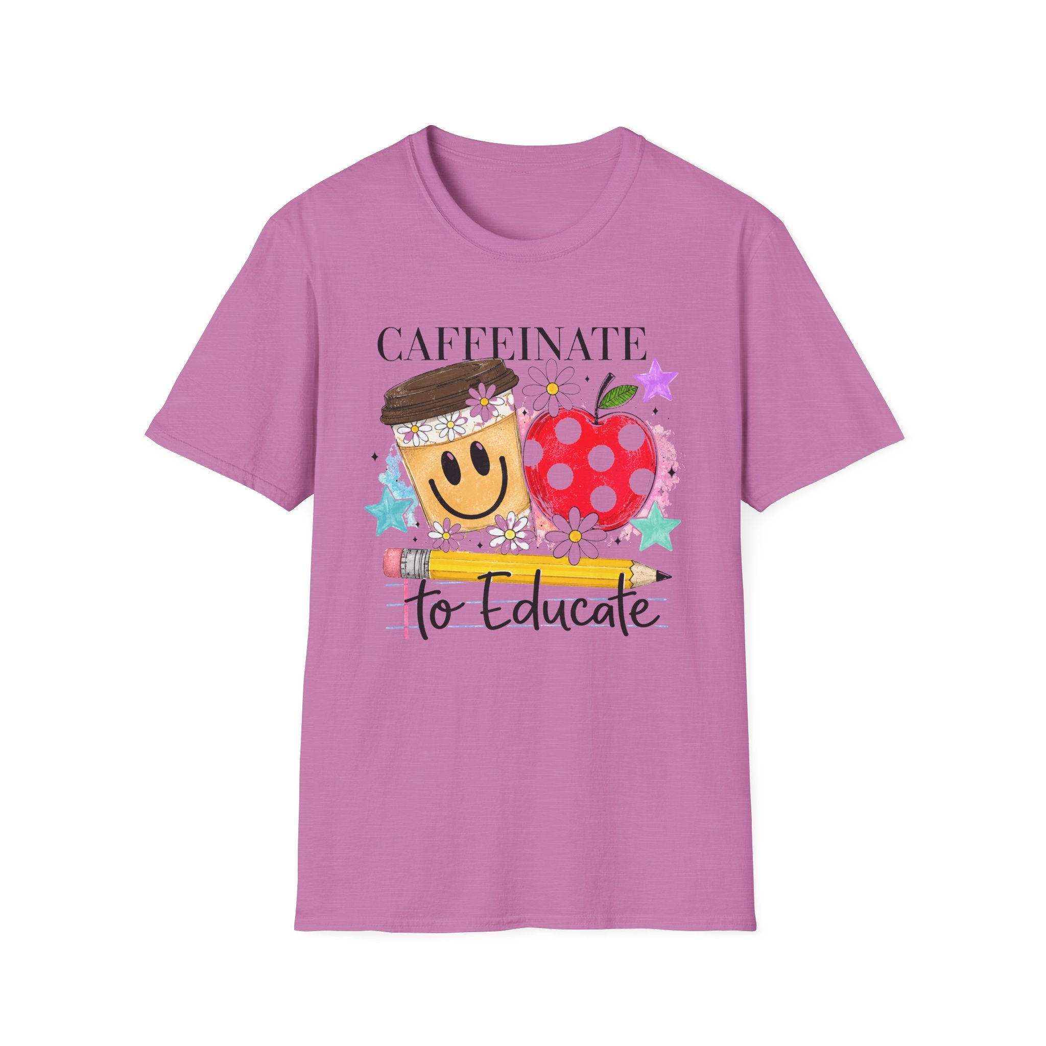 Caffeinate to Educate Teacher T‑Shirt — Cute Coffee & Apple Back‑to‑School Tee