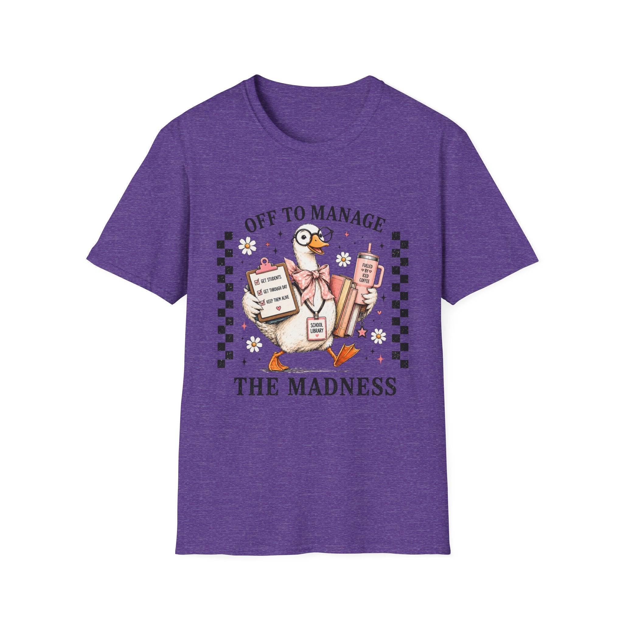 T-Shirt — "Off to Manage the Madness" Cute Duck Manager Graphic Tee