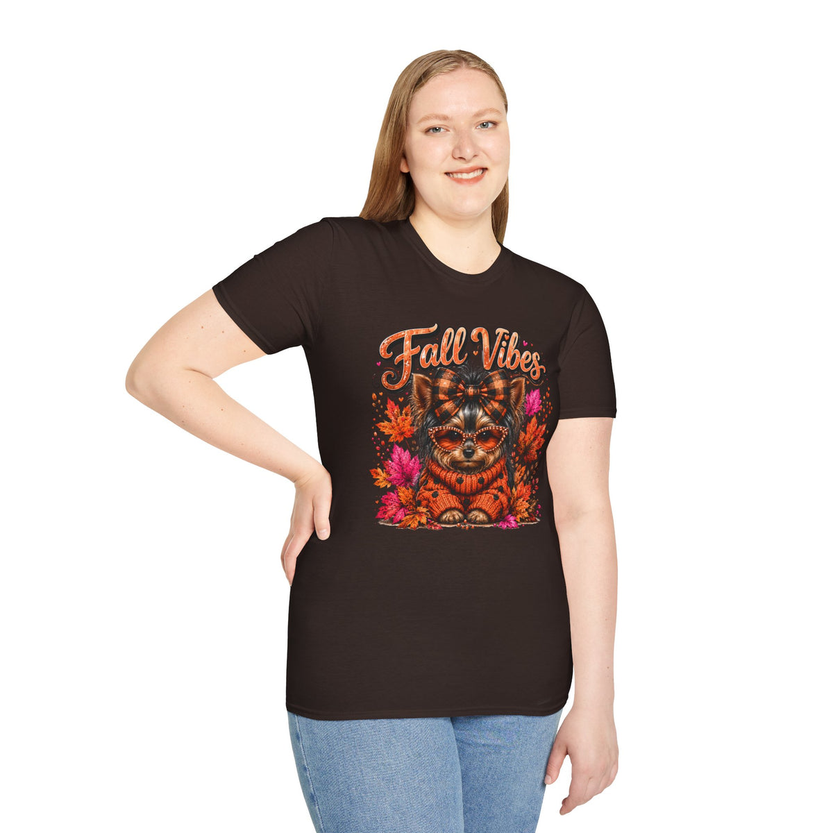 Fall Vibes T‑Shirt — Autumn Pumpkin Dog Graphic Tee