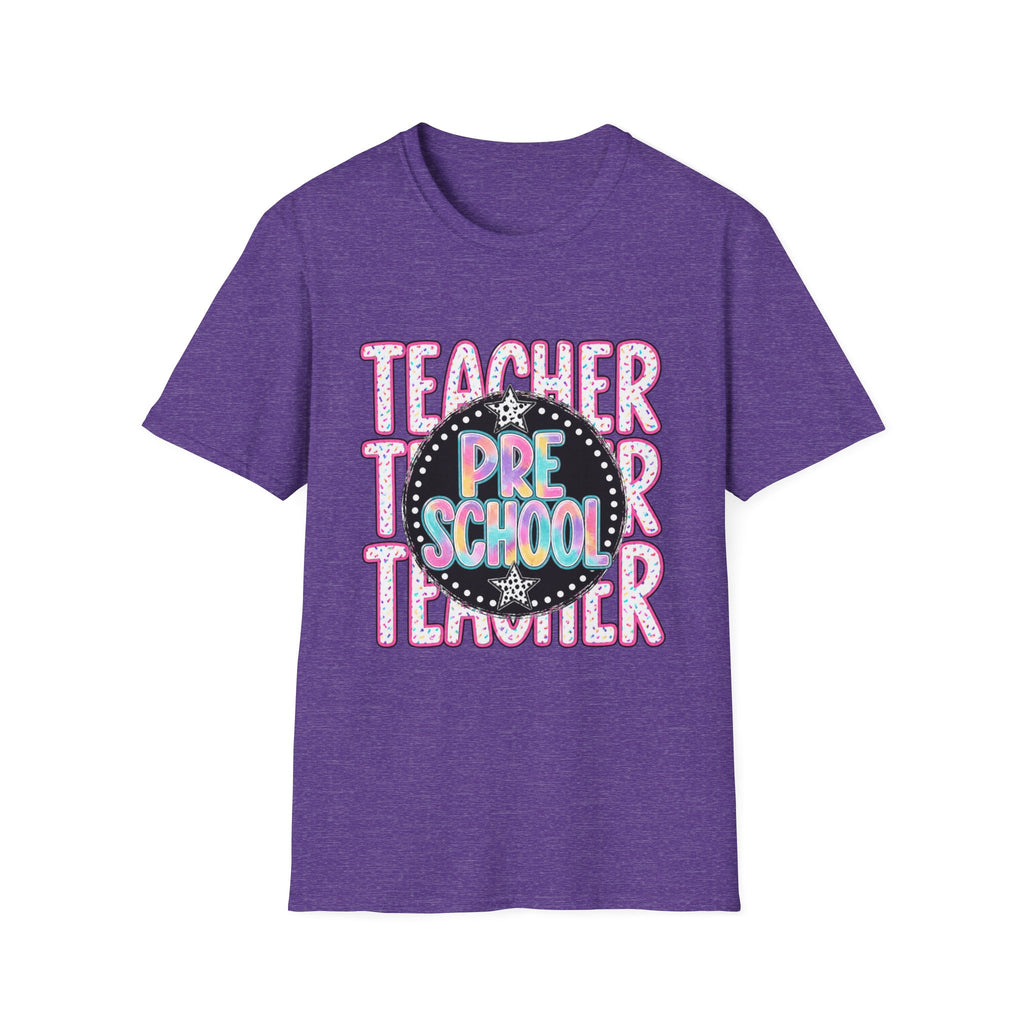 Preschool Teacher T‑Shirt — Cute Colorful 'Pre School' Chalkboard Design