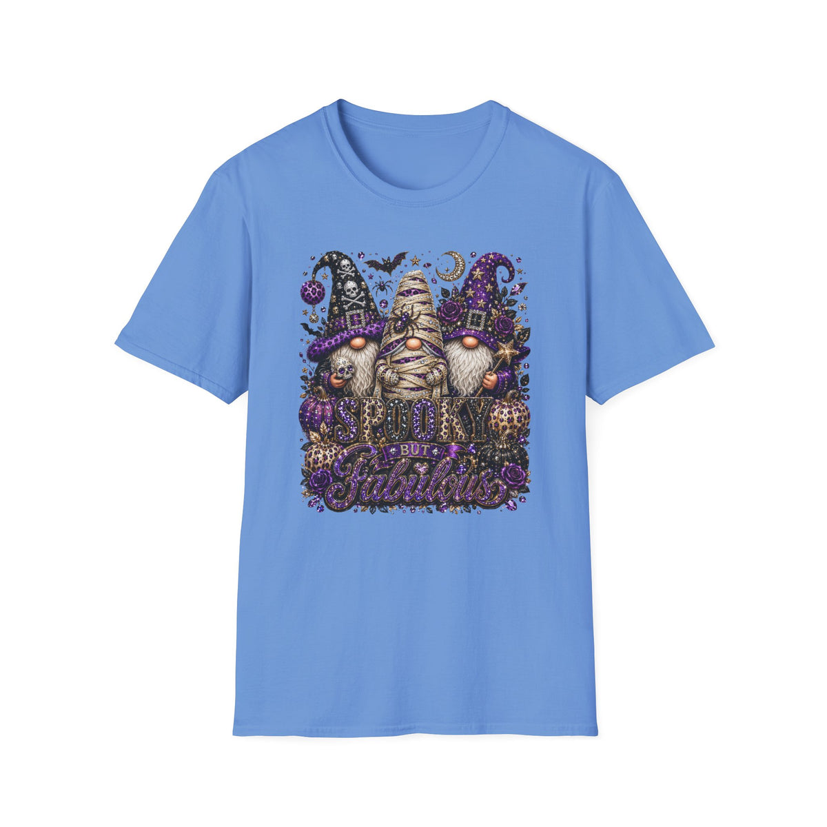 Halloween Gnome Trio T-Shirt — Cute Spooky Witch Gnomes with Pumpkins & Mummy