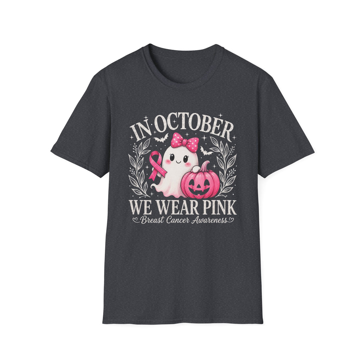 T-Shirt — "In October We Wear Pink" Breast Cancer Awareness Ghost Tee