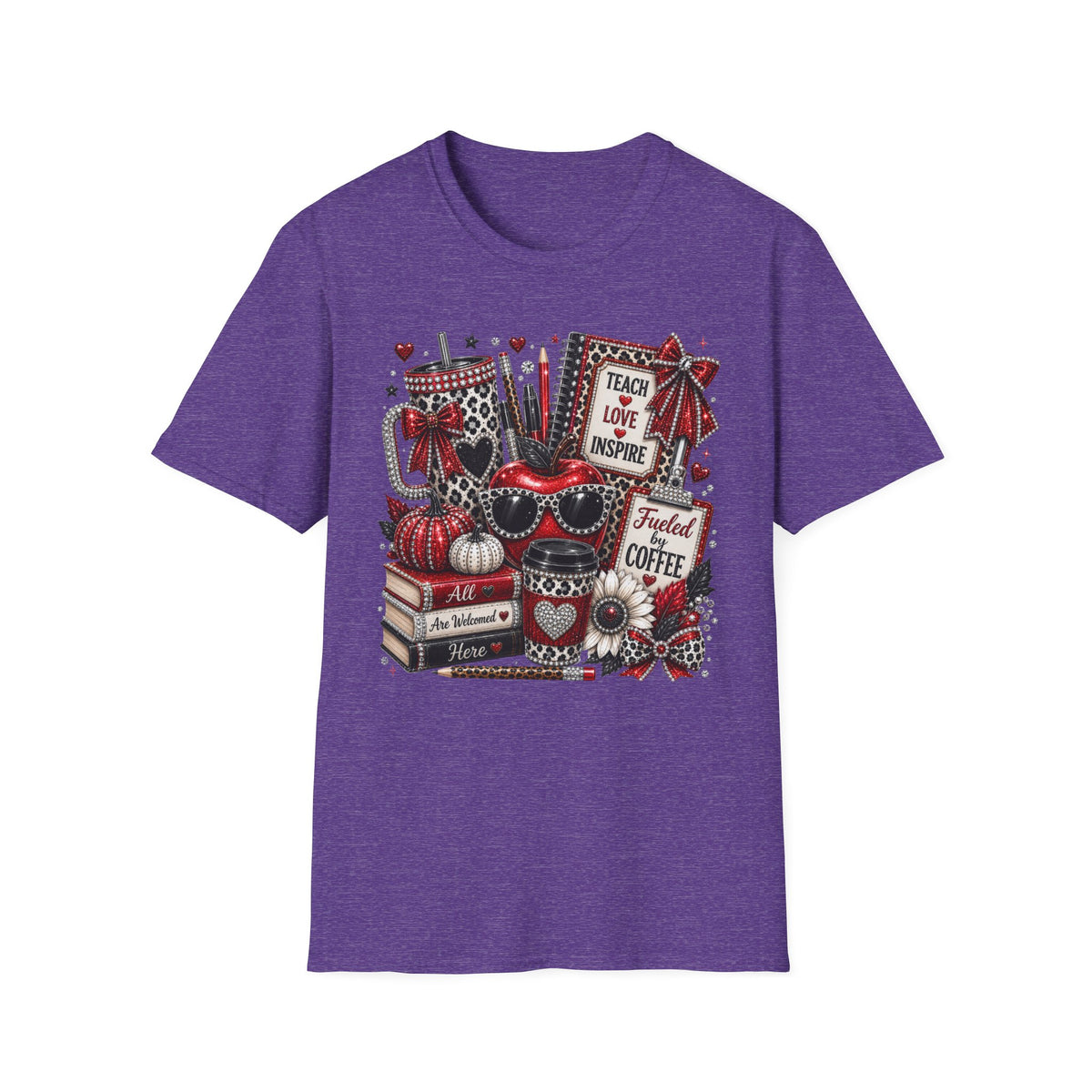 Teacher Love Inspire T‑Shirt — Fueled by Coffee Back‑to‑School Tee for Educators