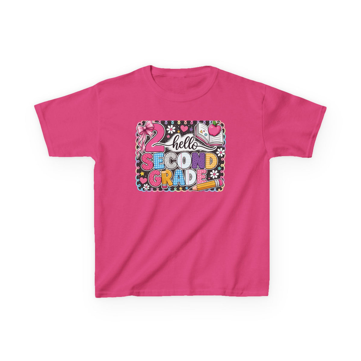 Second Grade Kids T‑Shirt - "Hello Second Grade" Colorful School Back-to-School Tee