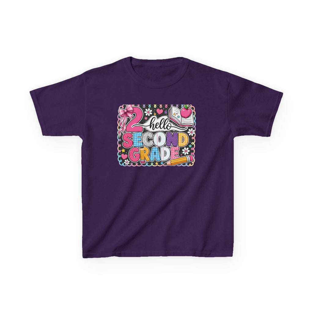 Second Grade Kids T‑Shirt - "Hello Second Grade" Colorful School Back-to-School Tee