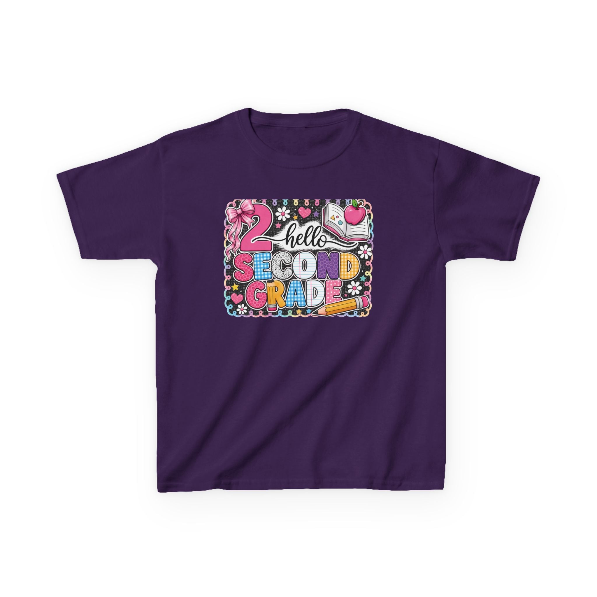 Second Grade Kids T‑Shirt - "Hello Second Grade" Colorful School Back-to-School Tee
