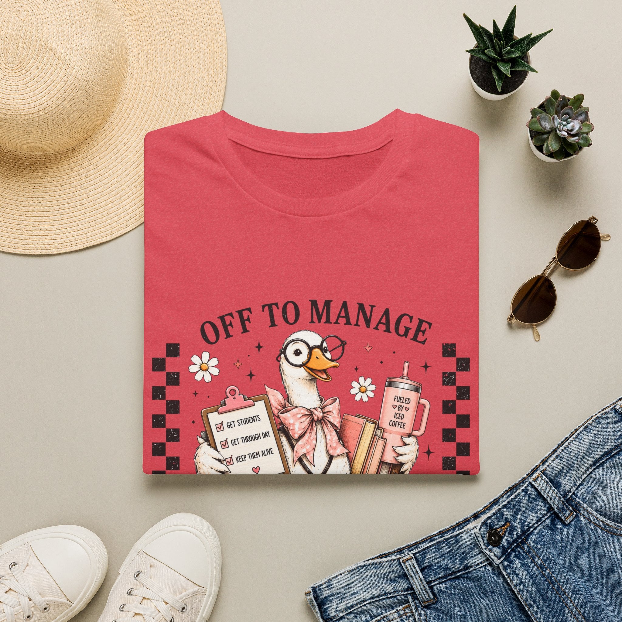T-Shirt — "Off to Manage the Madness" Cute Duck Manager Graphic Tee
