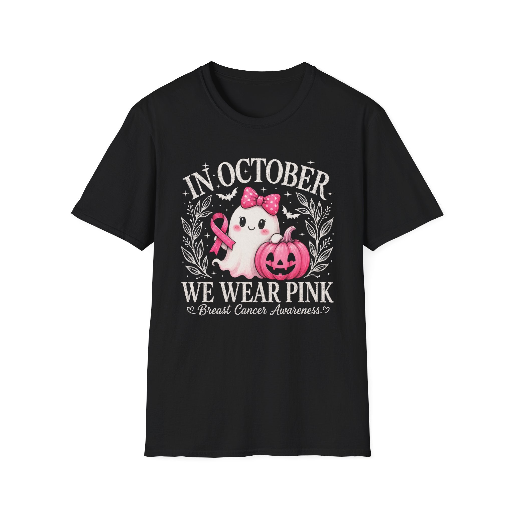 T-Shirt — "In October We Wear Pink" Breast Cancer Awareness Ghost Tee