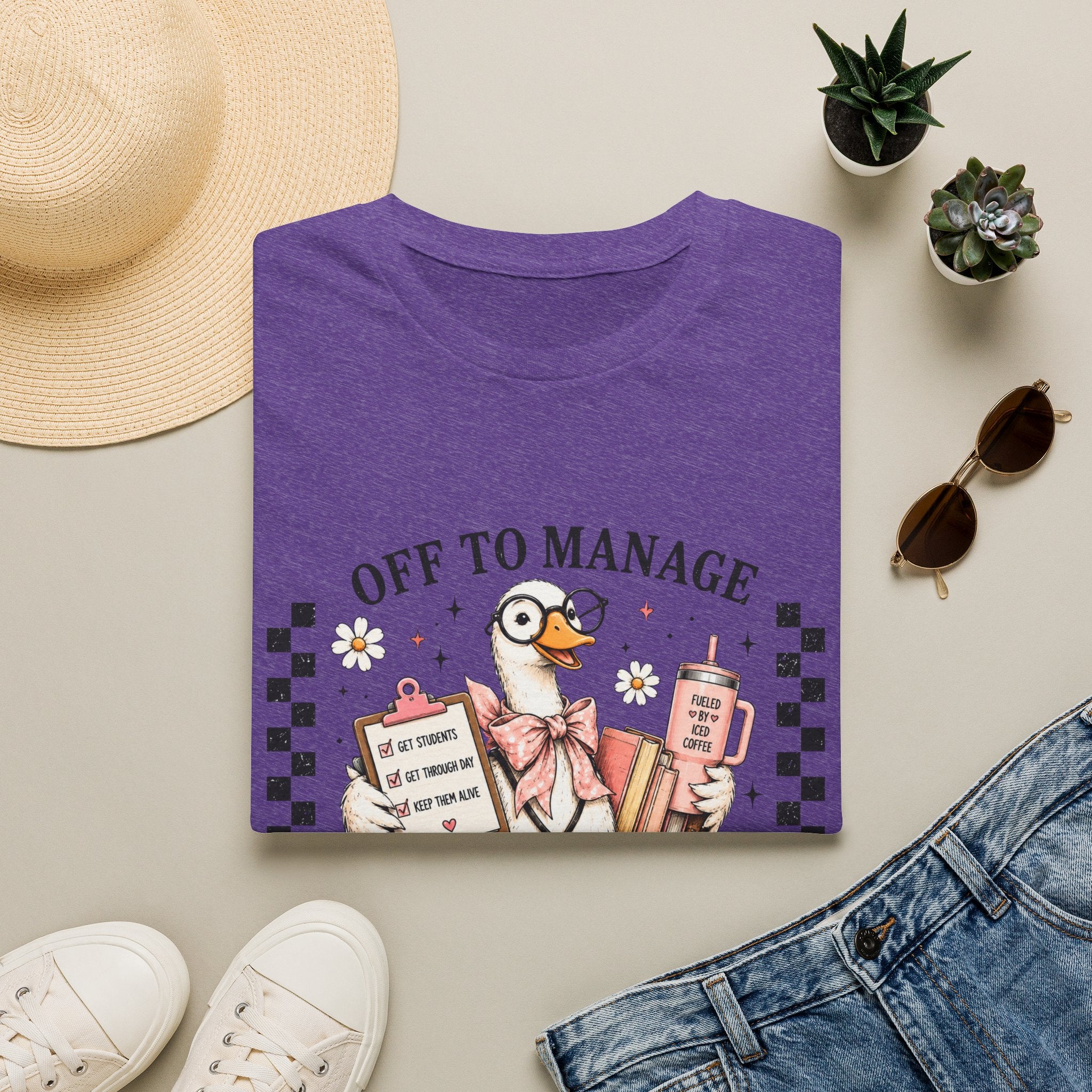 T-Shirt — "Off to Manage the Madness" Cute Duck Manager Graphic Tee