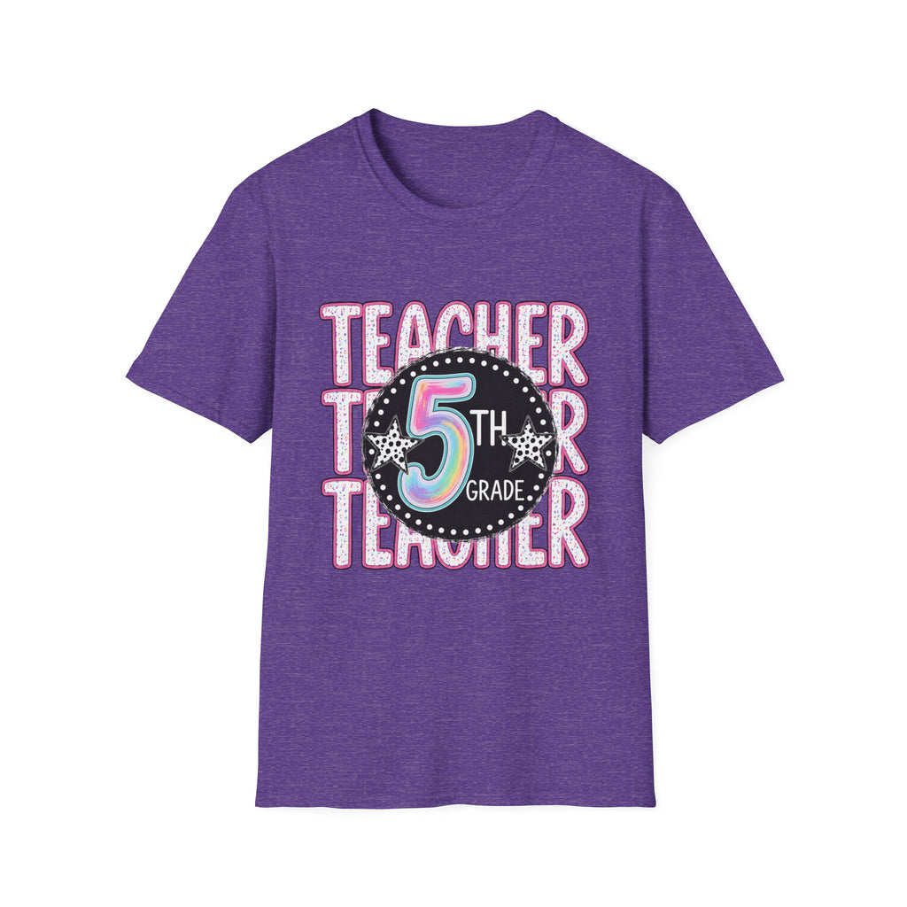 5th Grade Teacher T-Shirt — Colorful Chalkboard Design