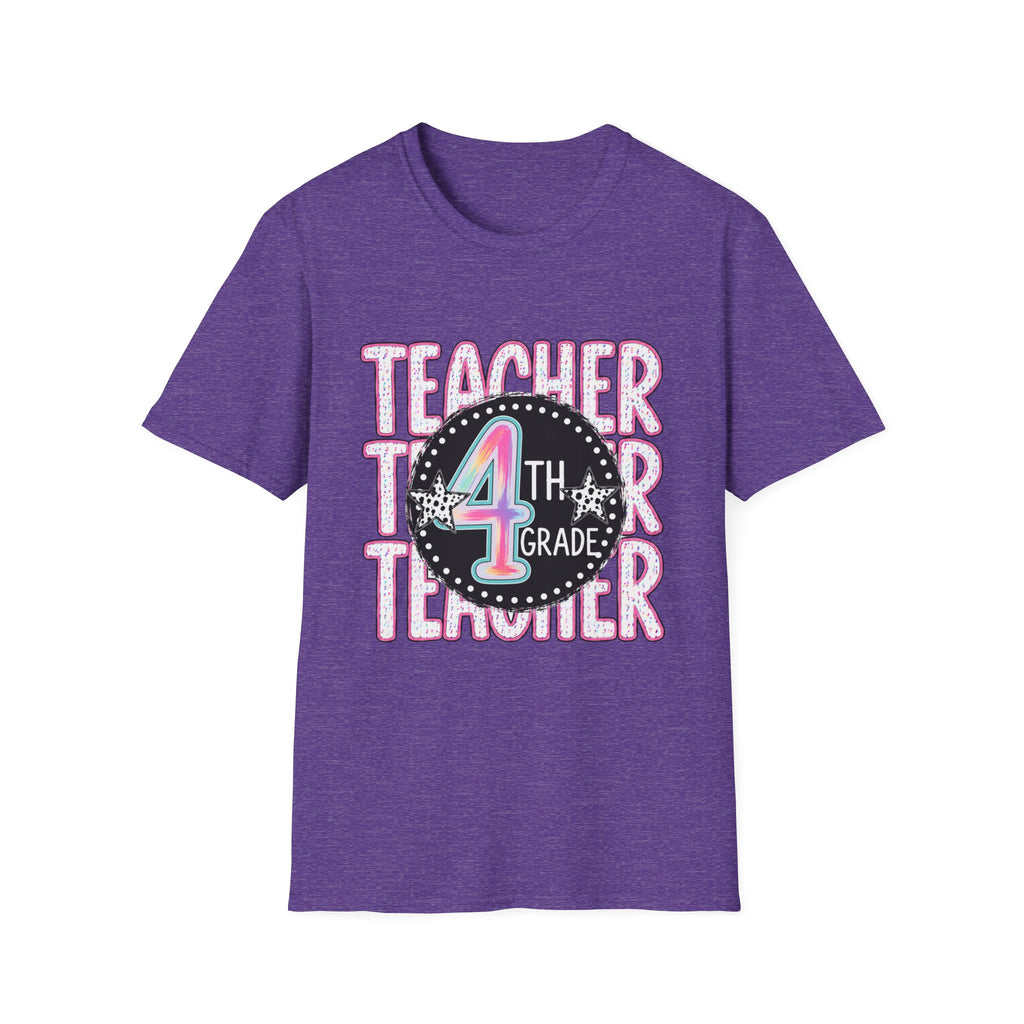 4th Grade Teacher T-Shirt – Cute Rainbow Chalkboard Teacher Tee