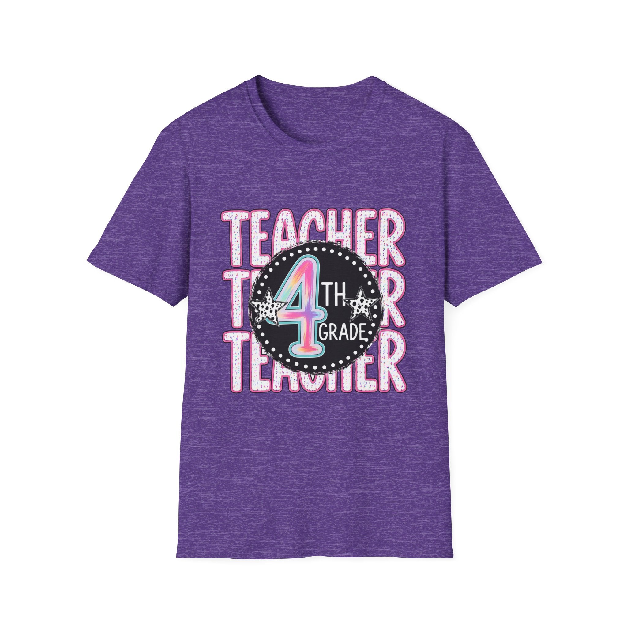 4th Grade Teacher T-Shirt – Cute Rainbow Chalkboard Teacher Tee
