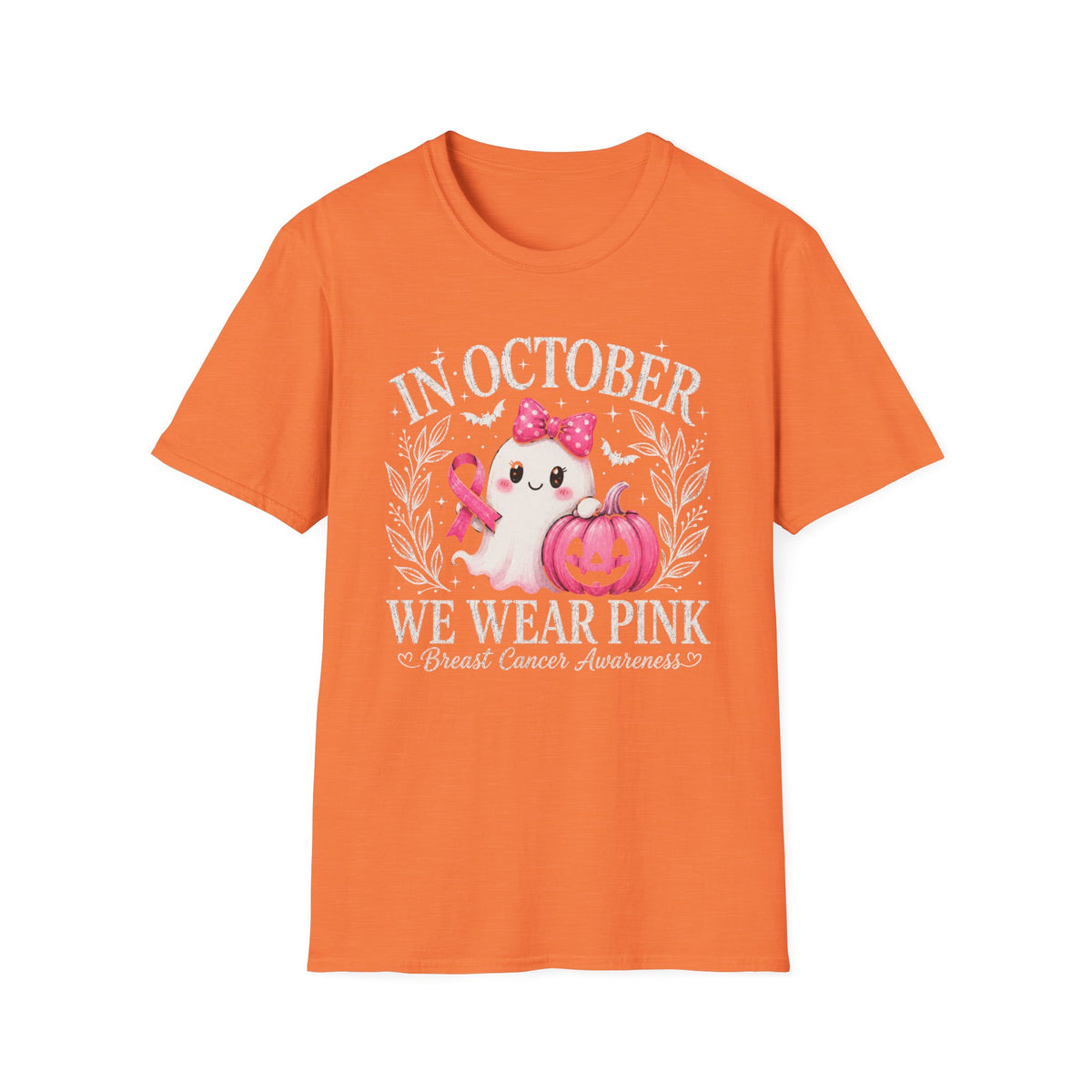 T-Shirt — "In October We Wear Pink" Breast Cancer Awareness Ghost Tee