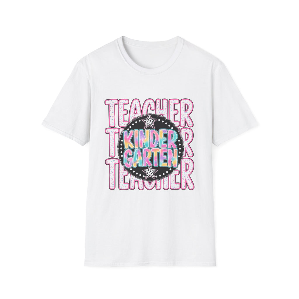 Kindergarten Teacher T-Shirt — Colorful Chalkboard 'Teacher' Design