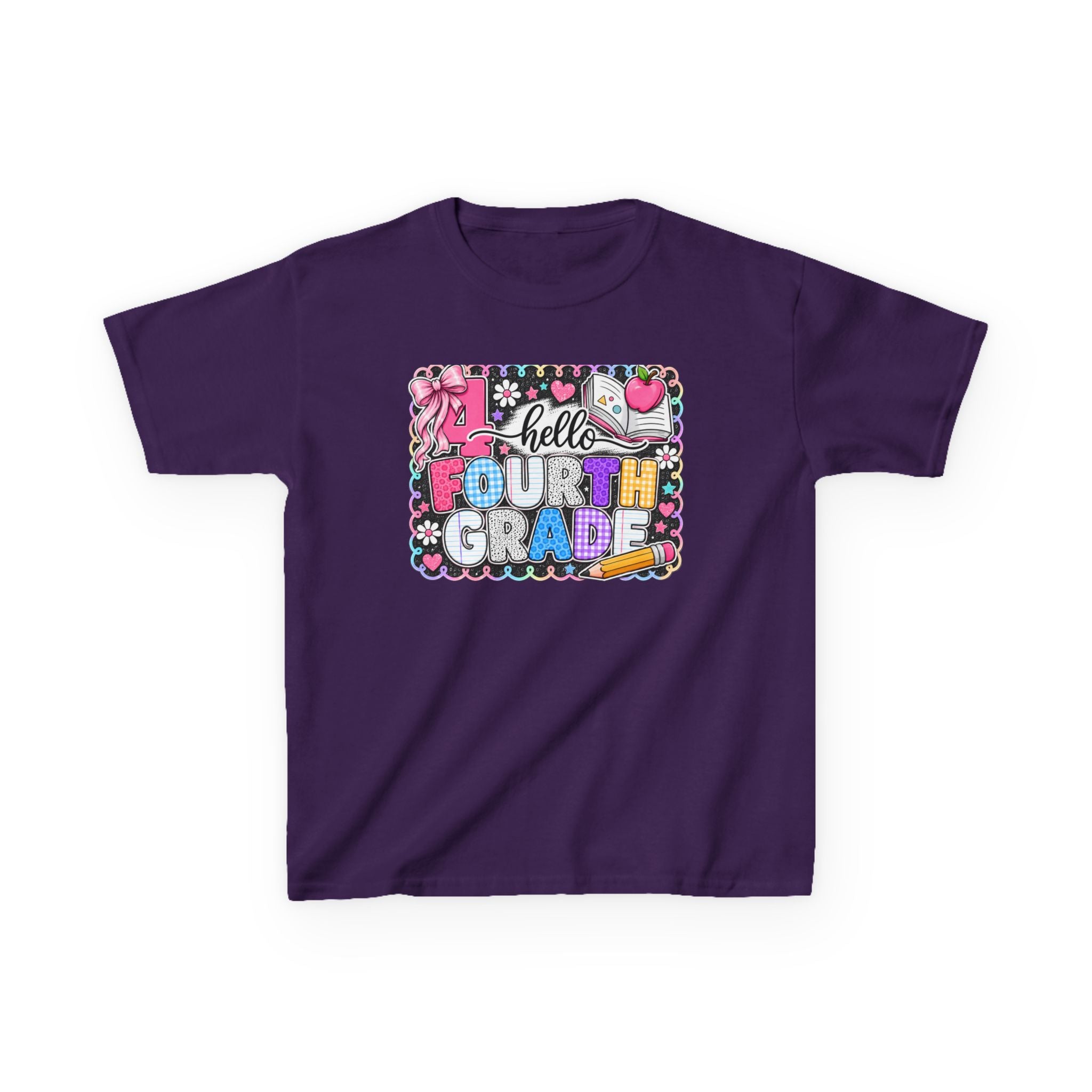 Hello Fourth Grade Kids Tee — Colorful Back-to-School Shirt for Girls & Boys