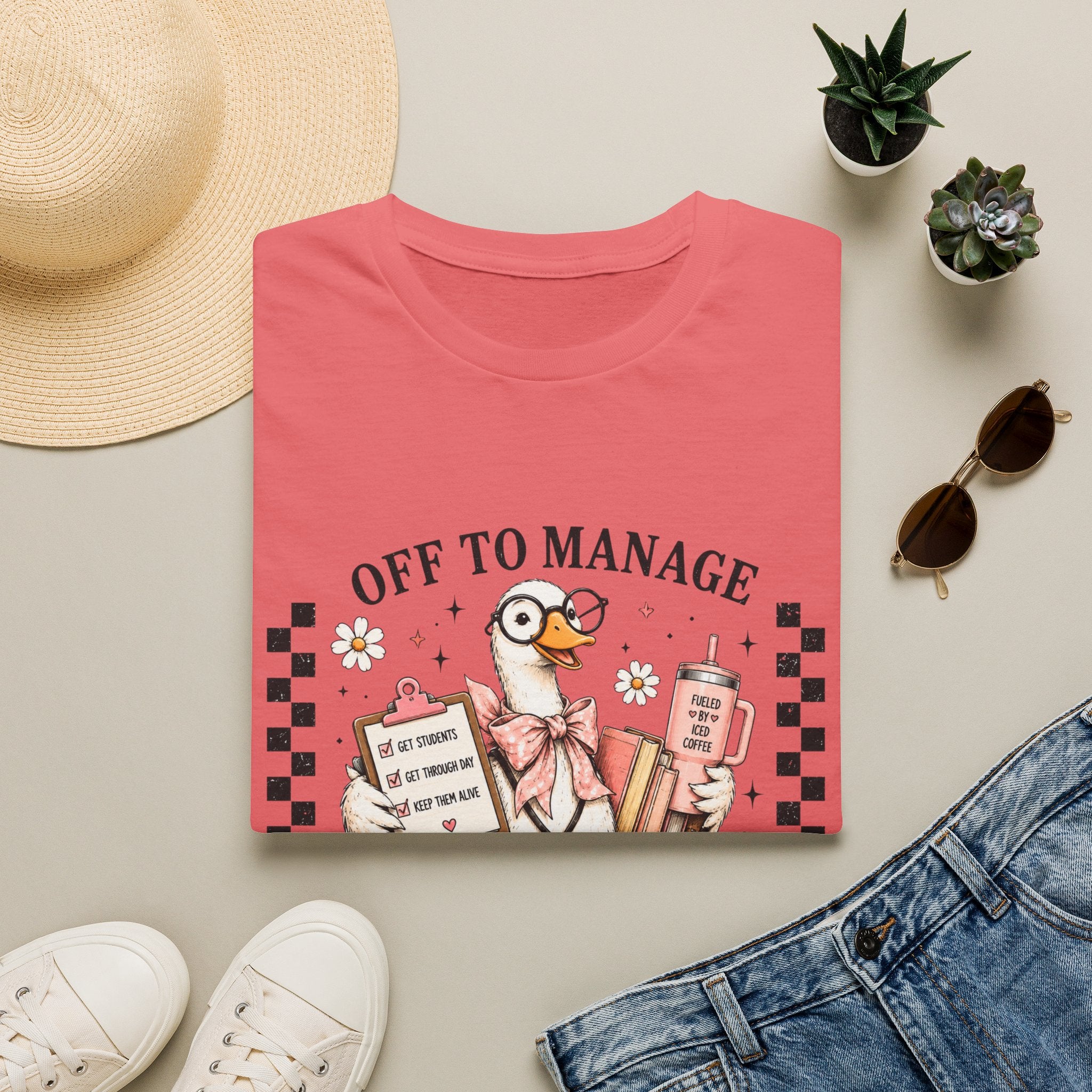 T-Shirt — "Off to Manage the Madness" Cute Duck Manager Graphic Tee