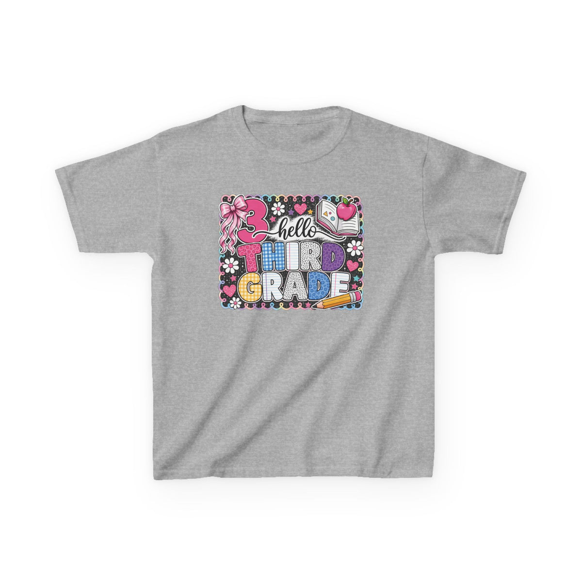 Third Grade Kids T-Shirt — "Hello Third Grade" Colorful Back-to-School Tee
