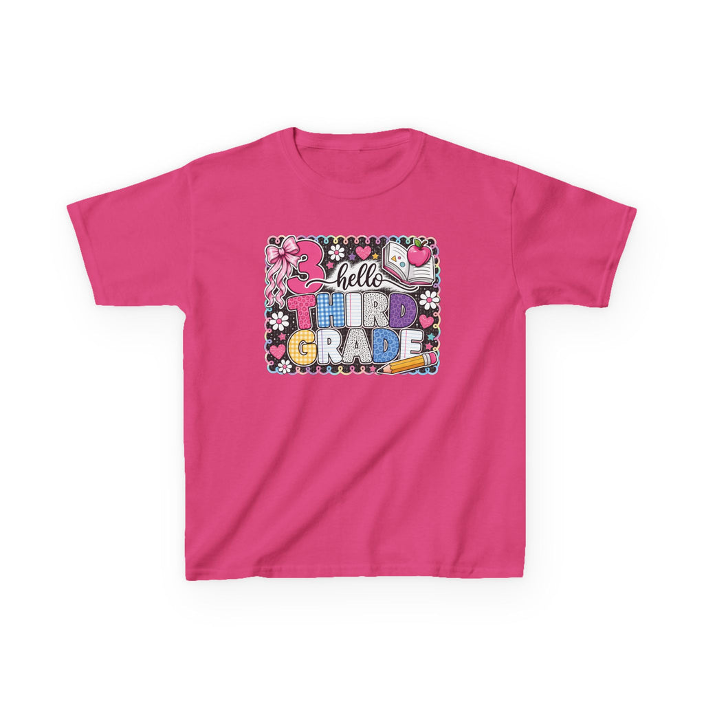 Third Grade Kids T-Shirt — "Hello Third Grade" Colorful Back-to-School Tee