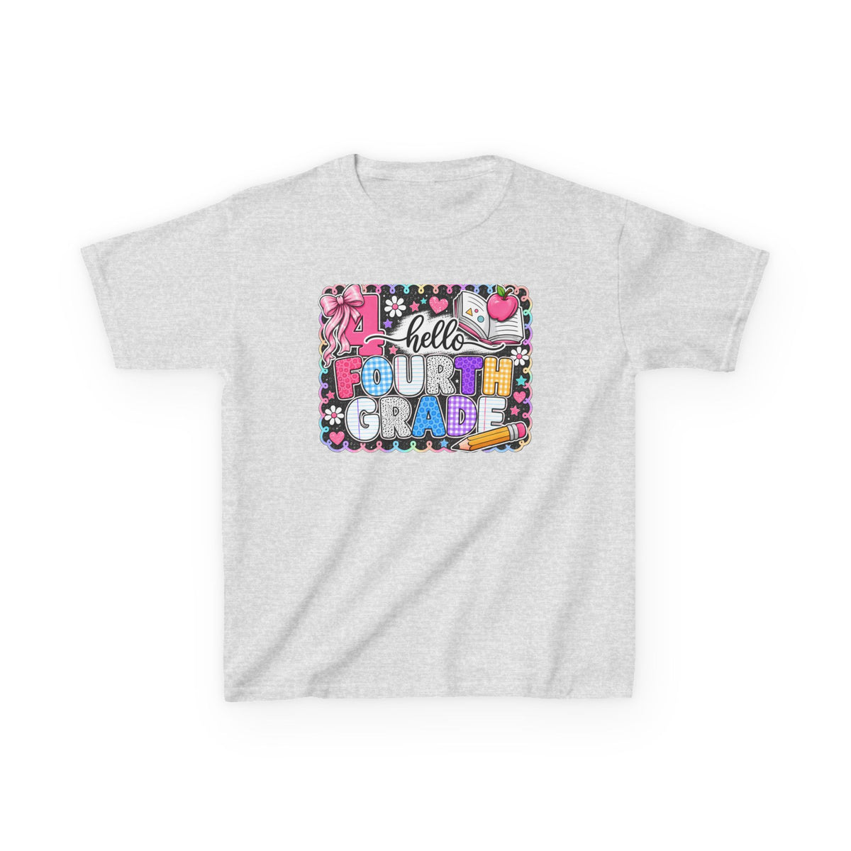 Hello Fourth Grade Kids Tee — Colorful Back-to-School Shirt for Girls & Boys