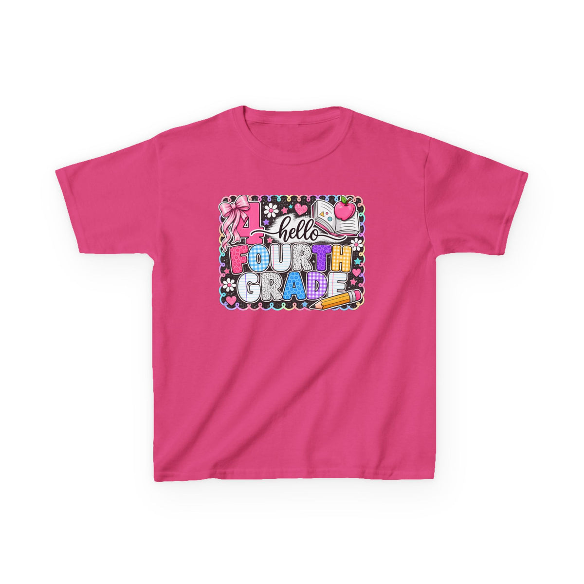 Hello Fourth Grade Kids Tee — Colorful Back-to-School Shirt for Girls & Boys