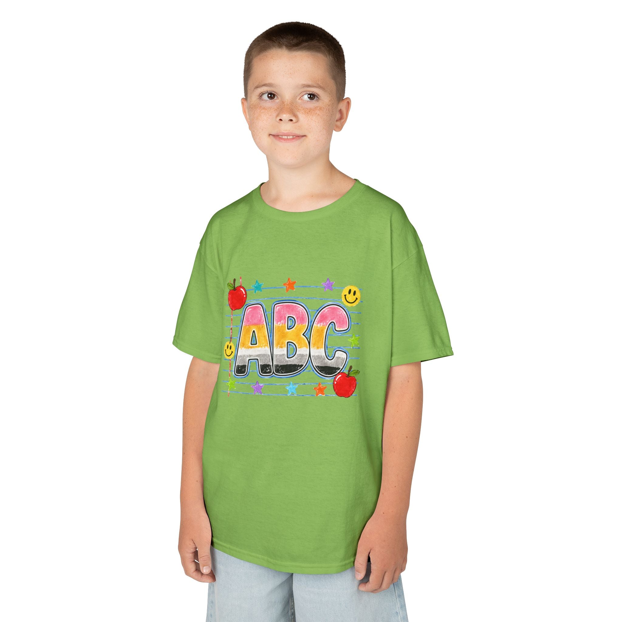 Kids ABC School T-Shirt — Colorful Back-to-School Tee with Apples & Stars