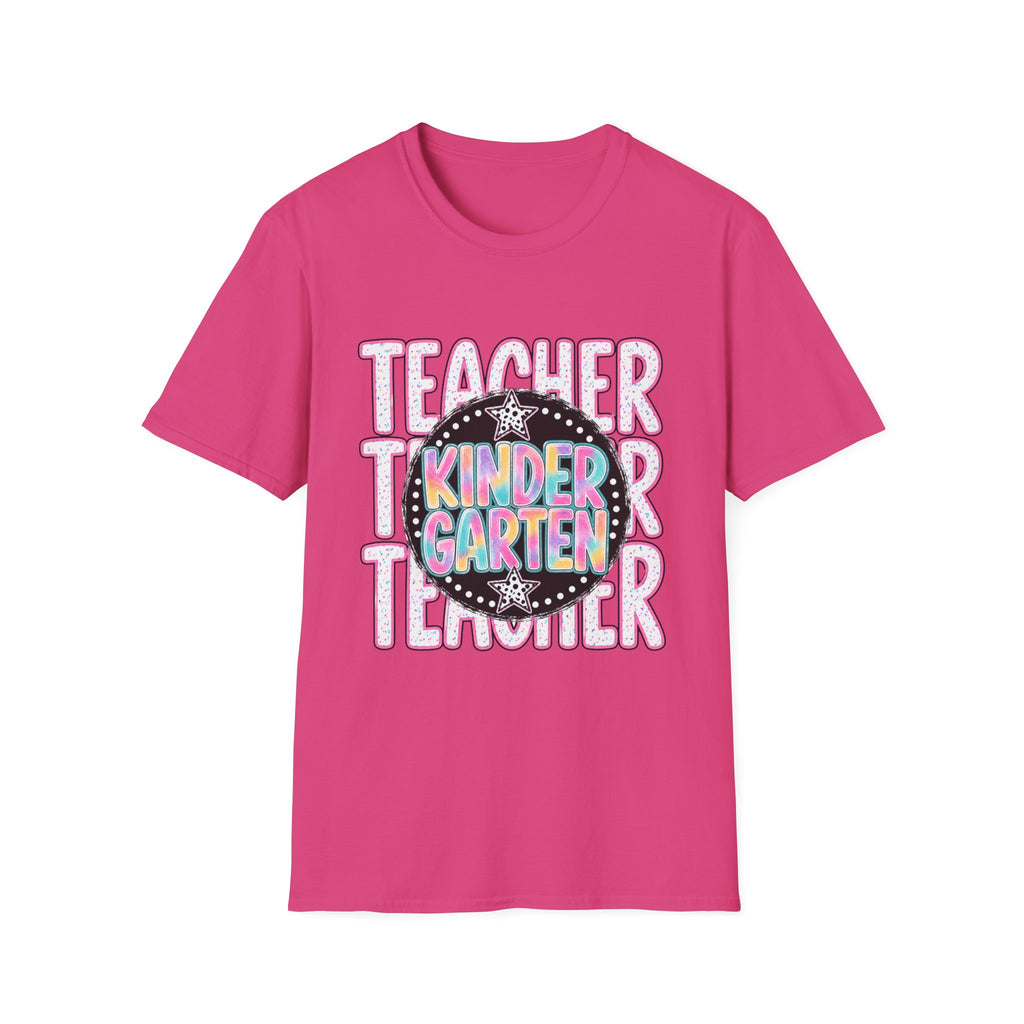 Kindergarten Teacher T-Shirt — Colorful Chalkboard 'Teacher' Design