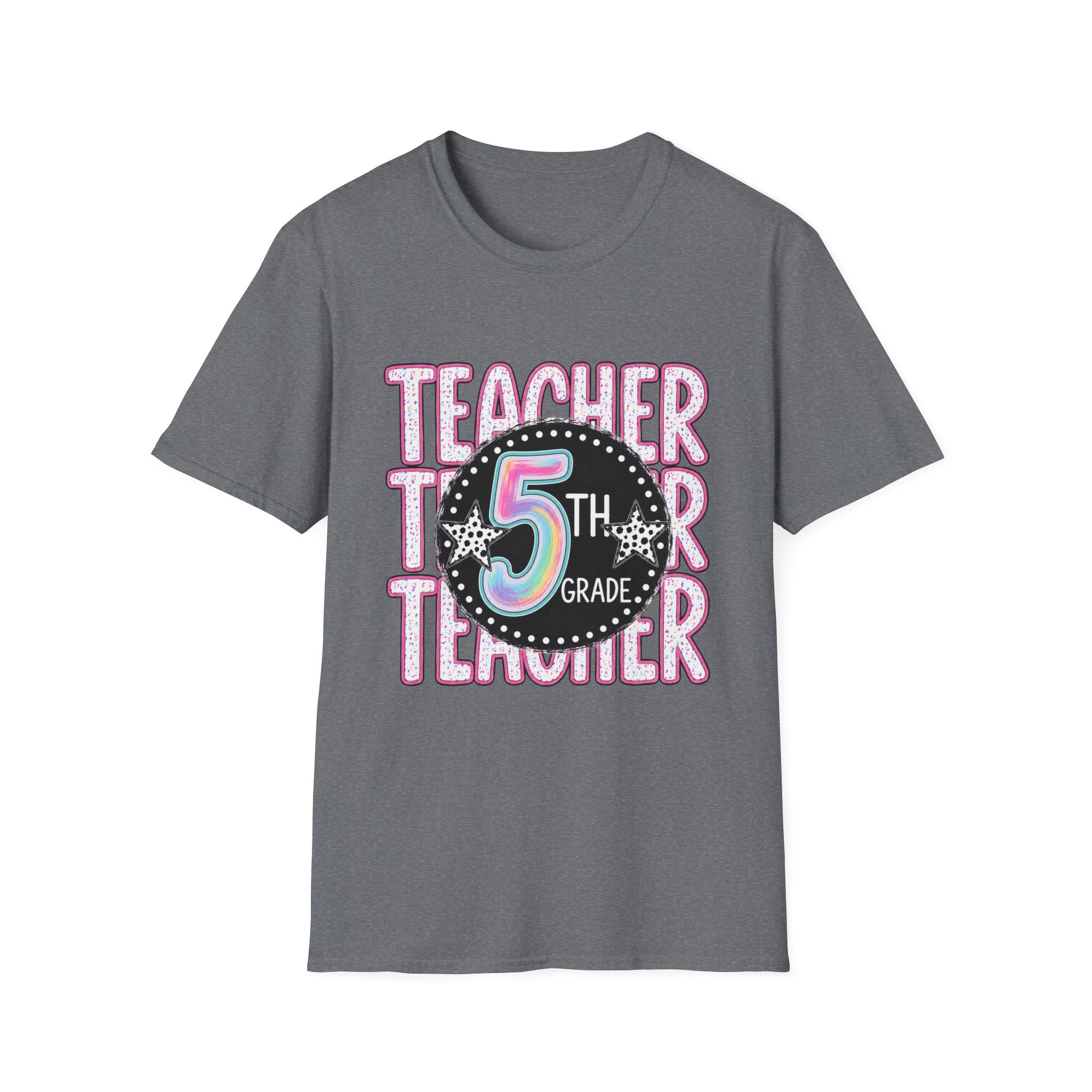 5th Grade Teacher T-Shirt — Colorful Chalkboard Design