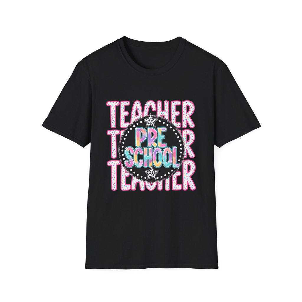 Preschool Teacher T‑Shirt — Cute Colorful 'Pre School' Chalkboard Design