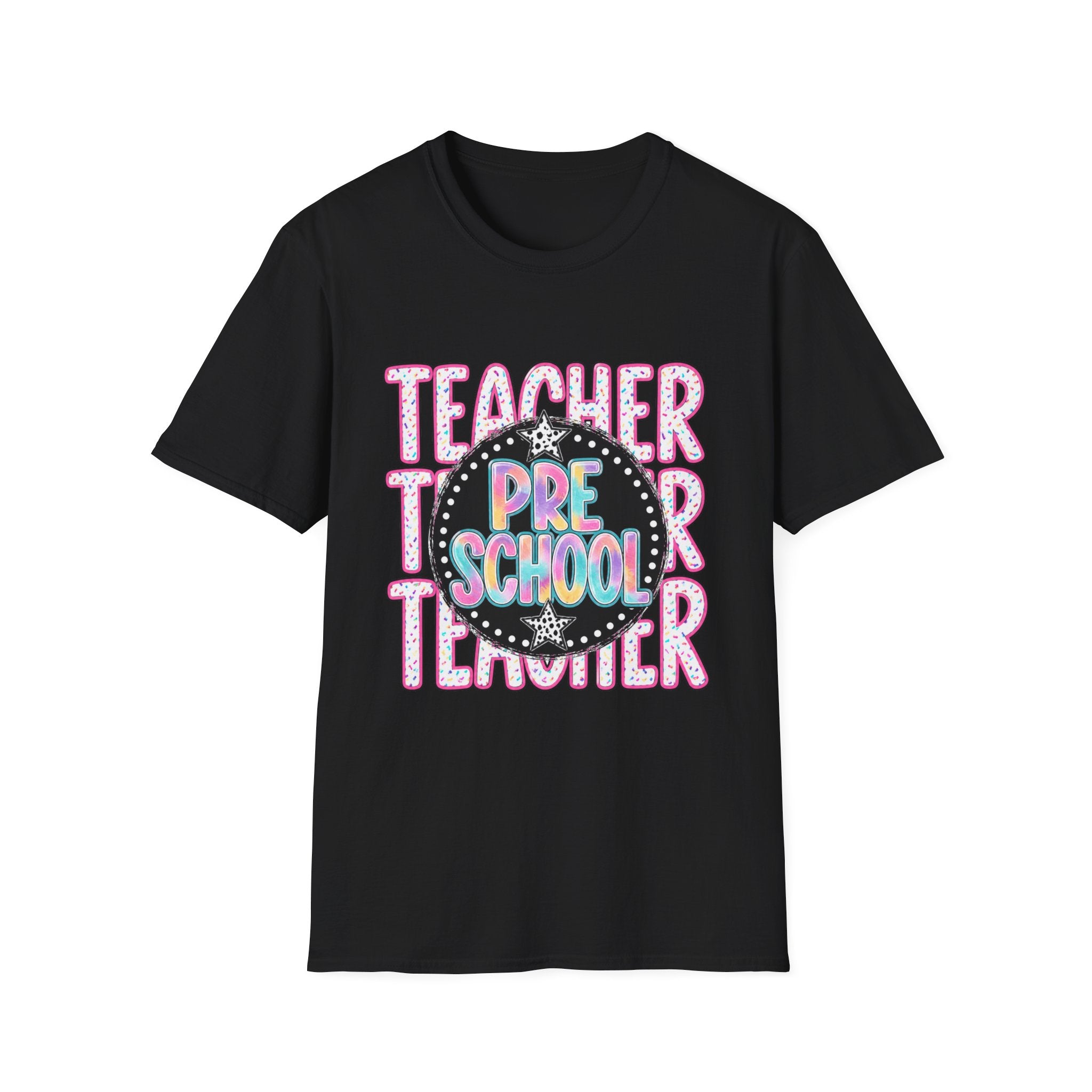 Preschool Teacher T‑Shirt — Cute Colorful 'Pre School' Chalkboard Design
