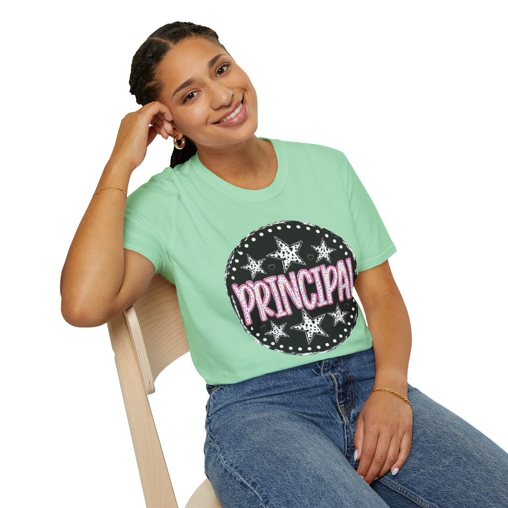 Principal Starburst T-Shirt — Glitter Marquee School Leader Tee