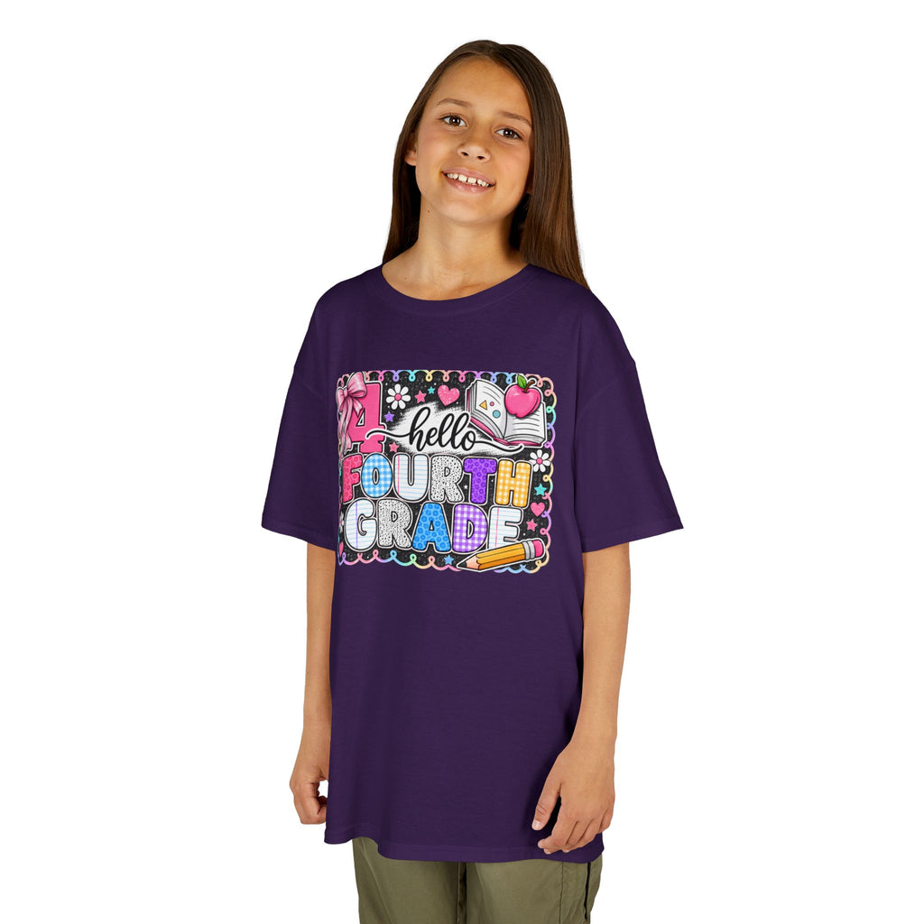 Hello Fourth Grade Kids Tee — Colorful Back-to-School Shirt for Girls & Boys