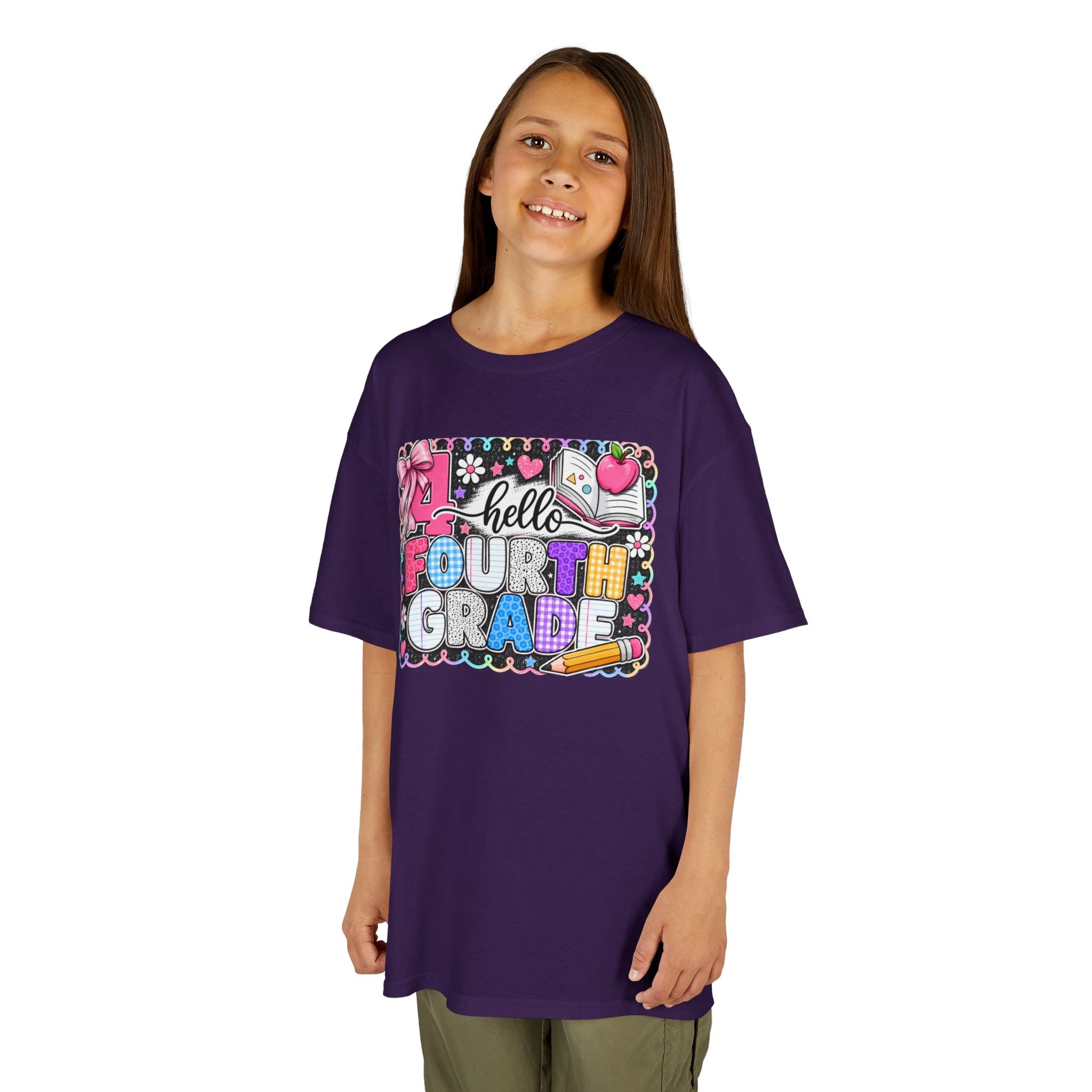 Hello Fourth Grade Kids Tee — Colorful Back-to-School Shirt for Girls & Boys