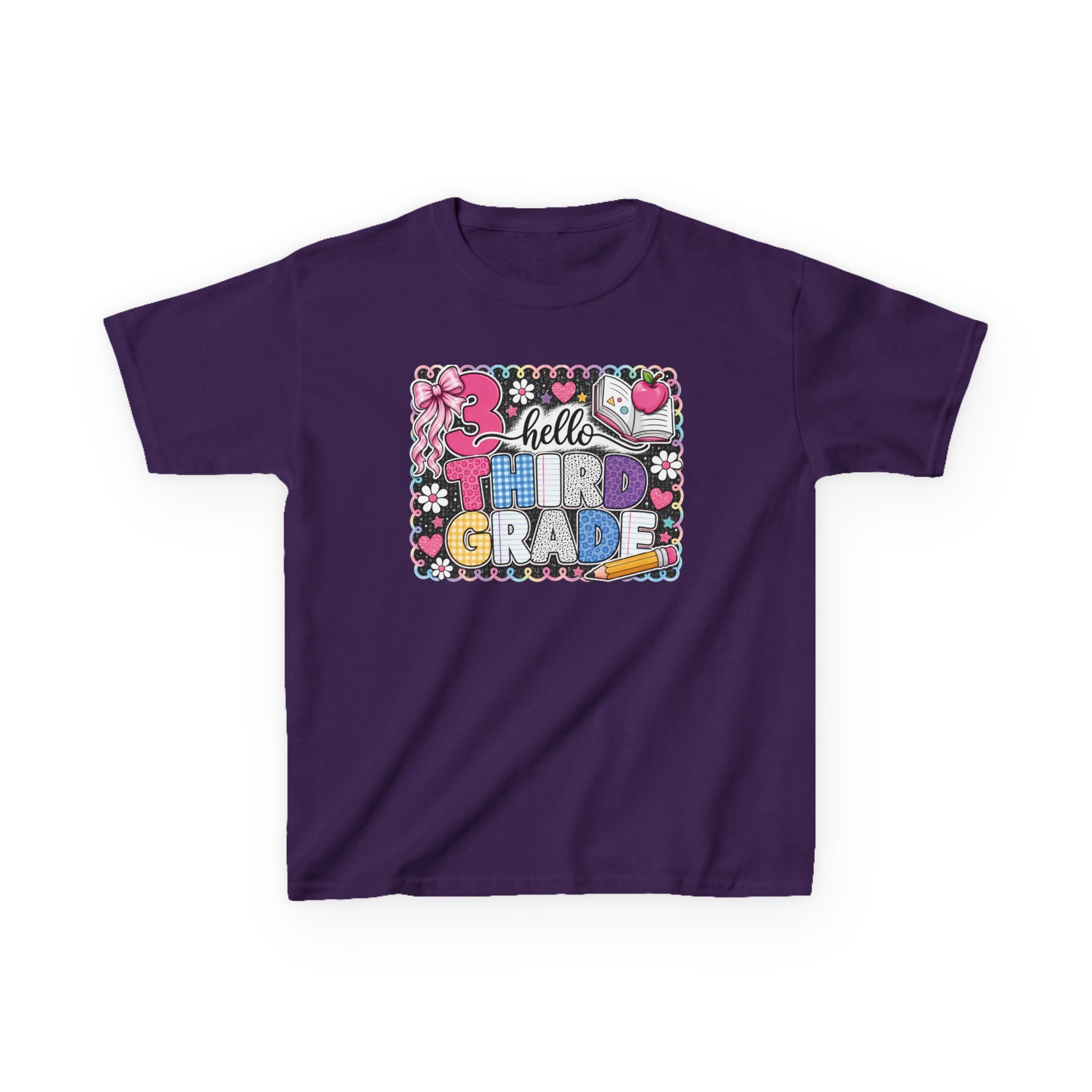 Third Grade Kids T-Shirt — "Hello Third Grade" Colorful Back-to-School Tee