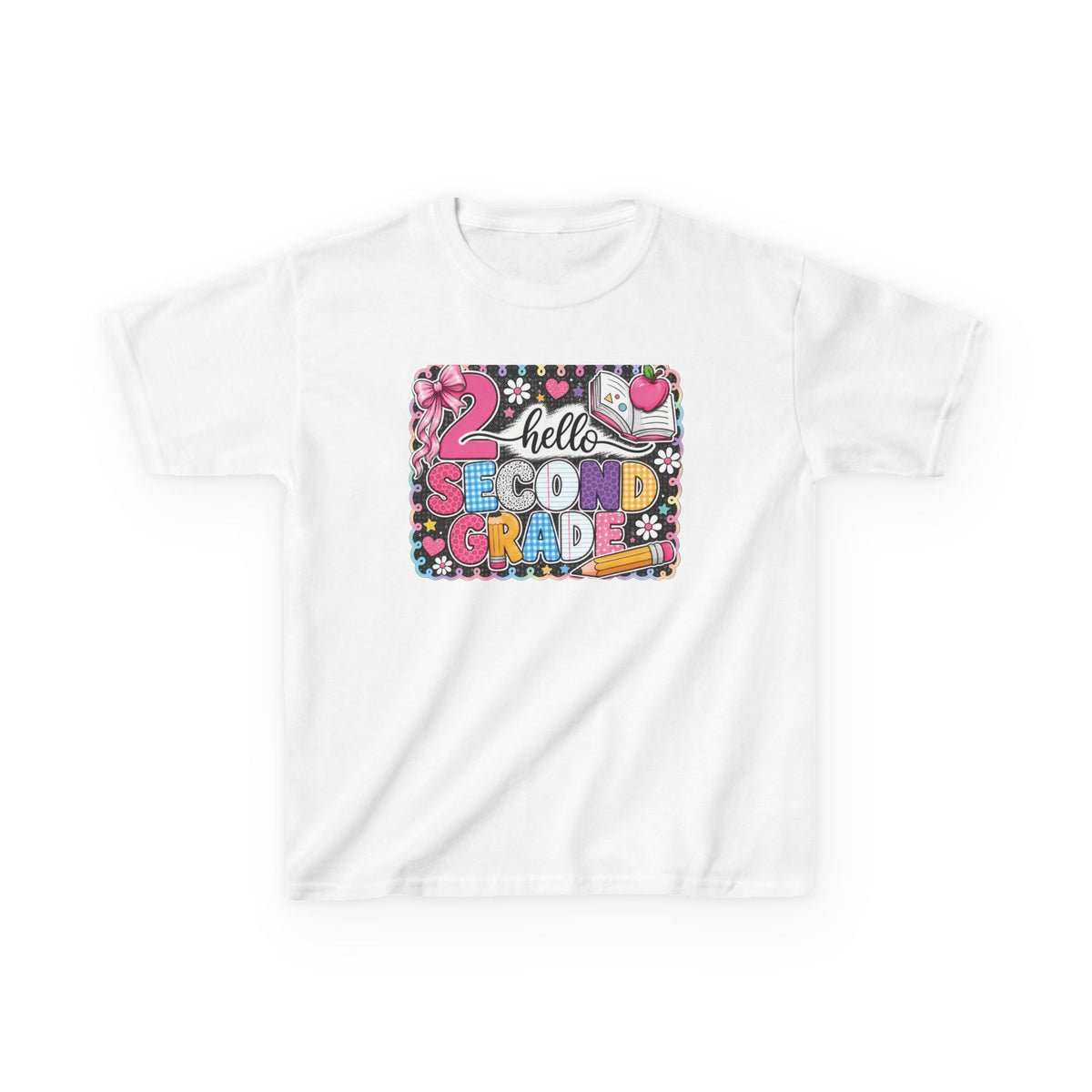Second Grade Kids T‑Shirt - "Hello Second Grade" Colorful School Back-to-School Tee