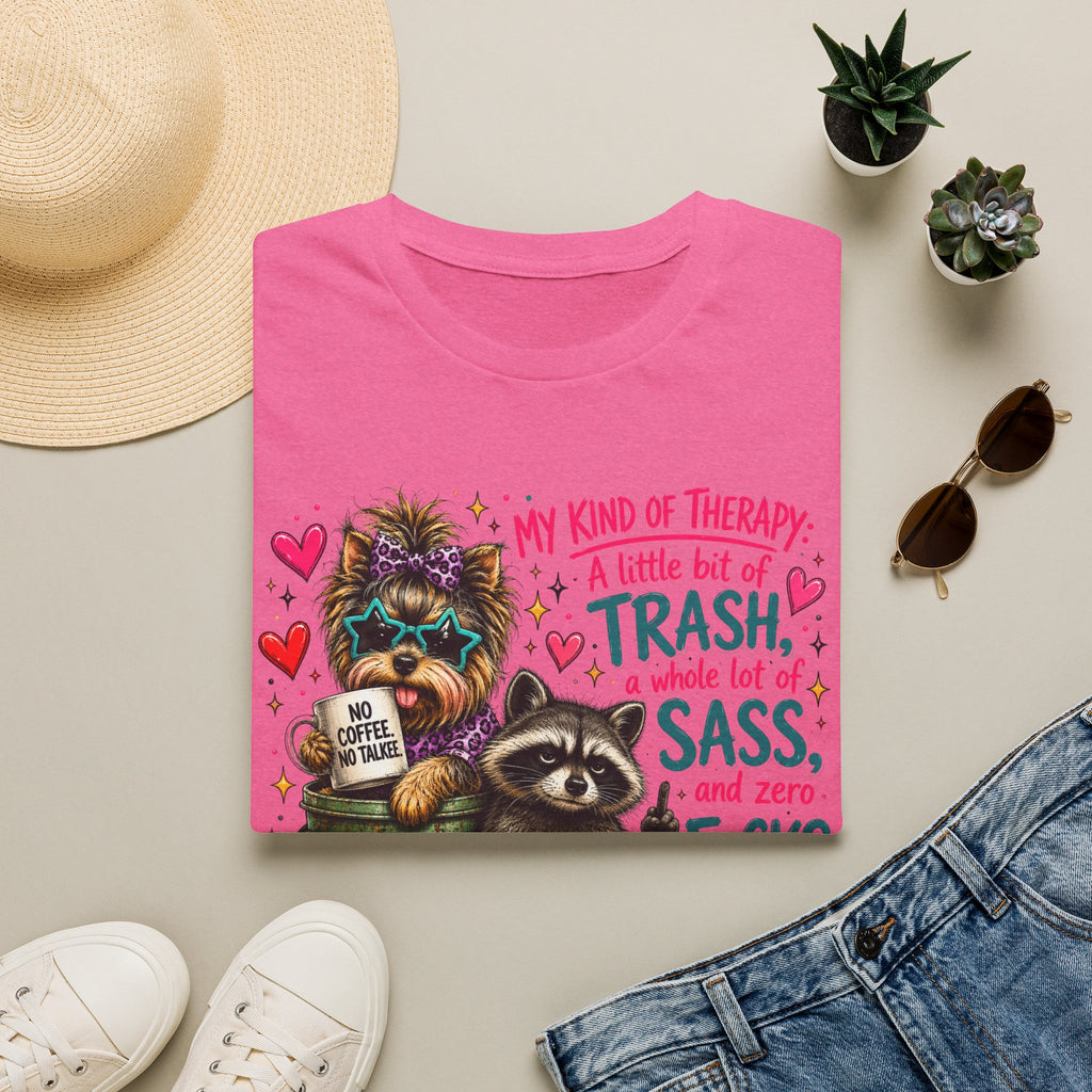 Funny ‘My Kind of Therapy’ Raccoon & Trash Panda T-Shirt — Sass & No Coffee Humor