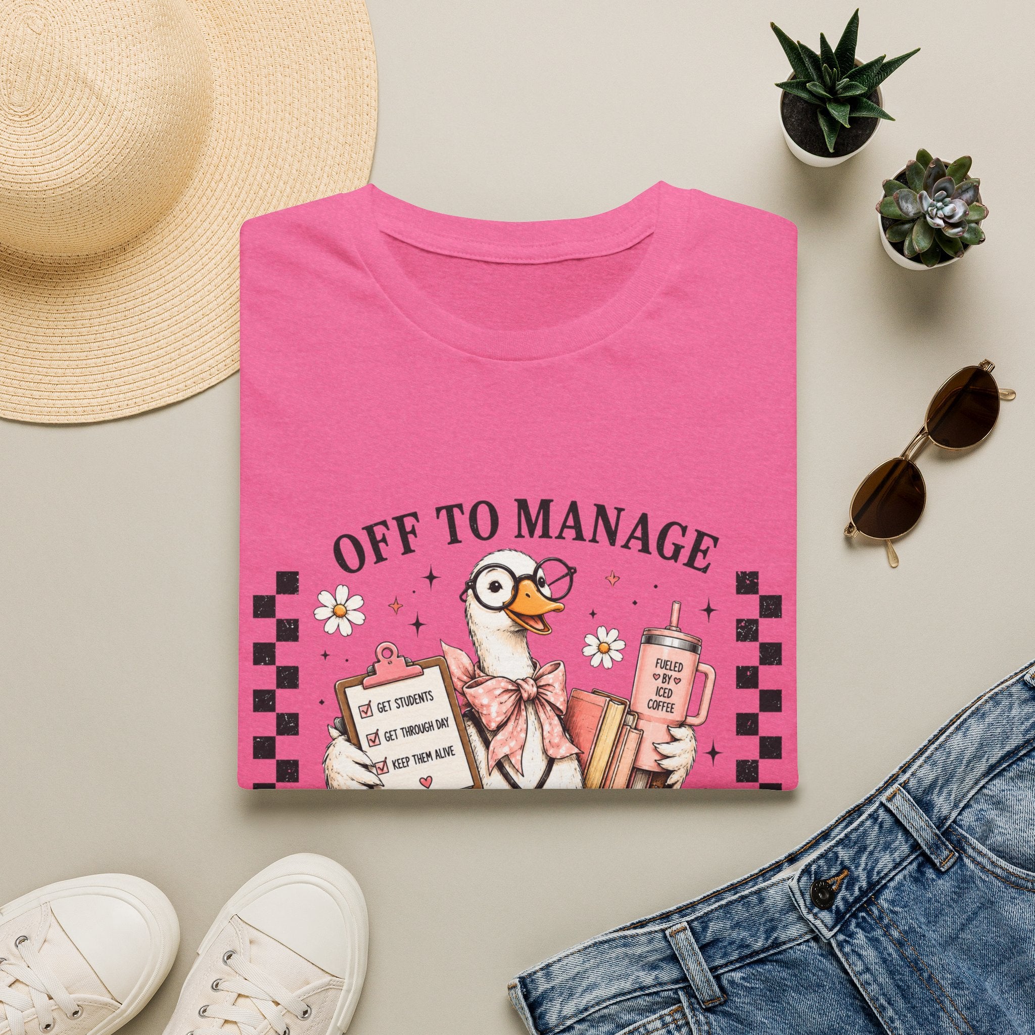 T-Shirt — "Off to Manage the Madness" Cute Duck Manager Graphic Tee