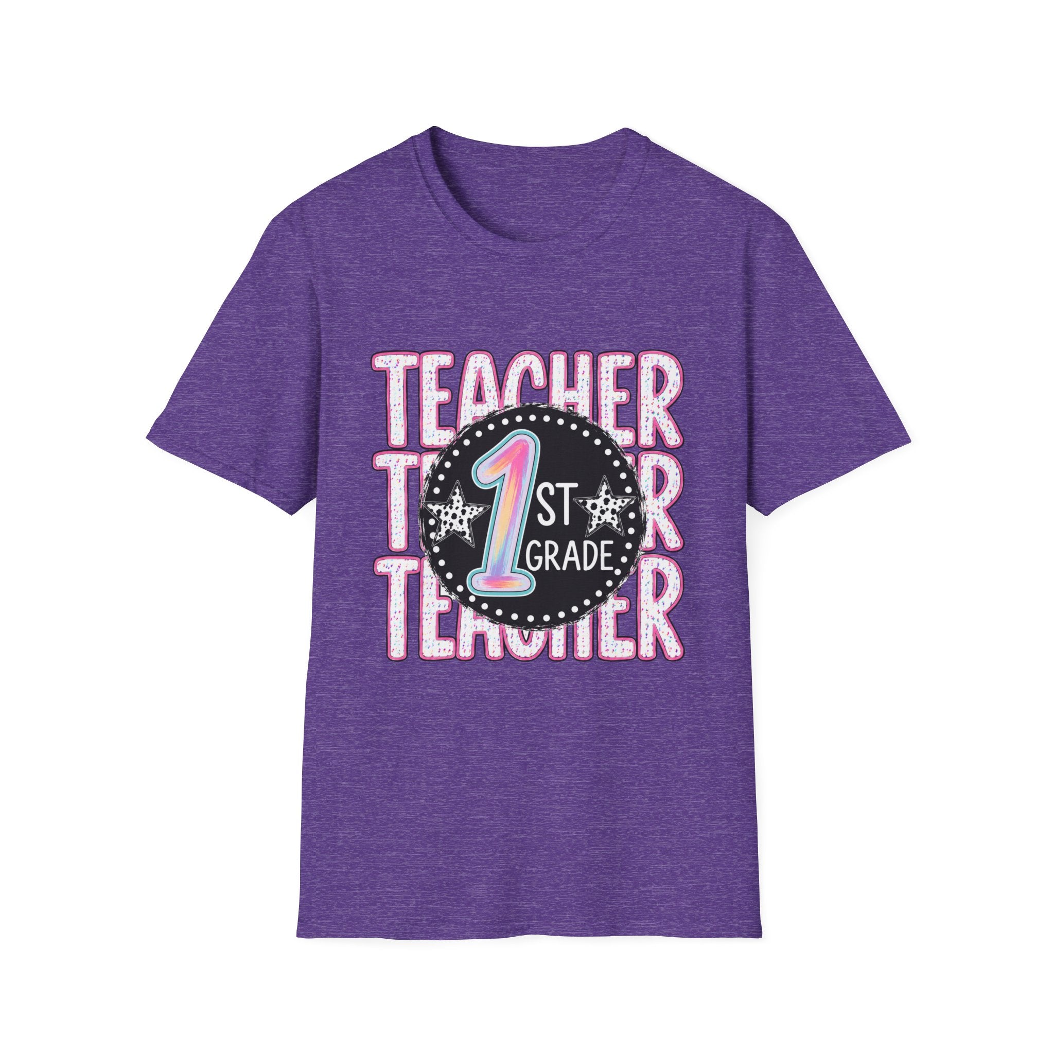 1st Grade Teacher T‑Shirt — Cute Pink Chalkboard Design for Elementary Teachers