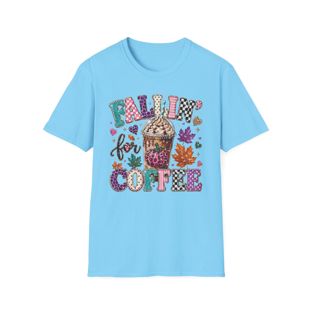 Fallin' for Coffee T‑Shirt — Cozy Autumn Coffee Graphic Tee