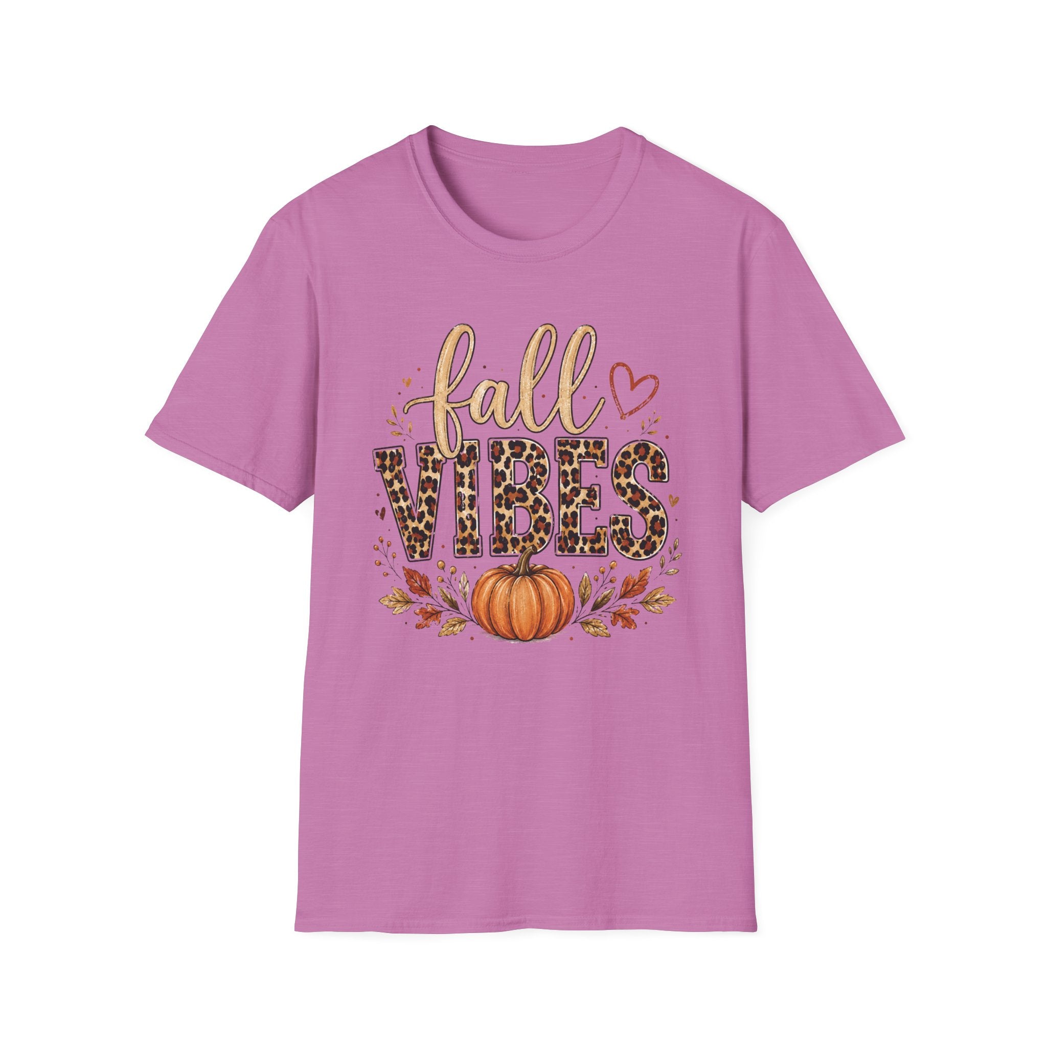 Fall Vibes T-Shirt — Leopard Print Pumpkin Autumn Graphic Tee