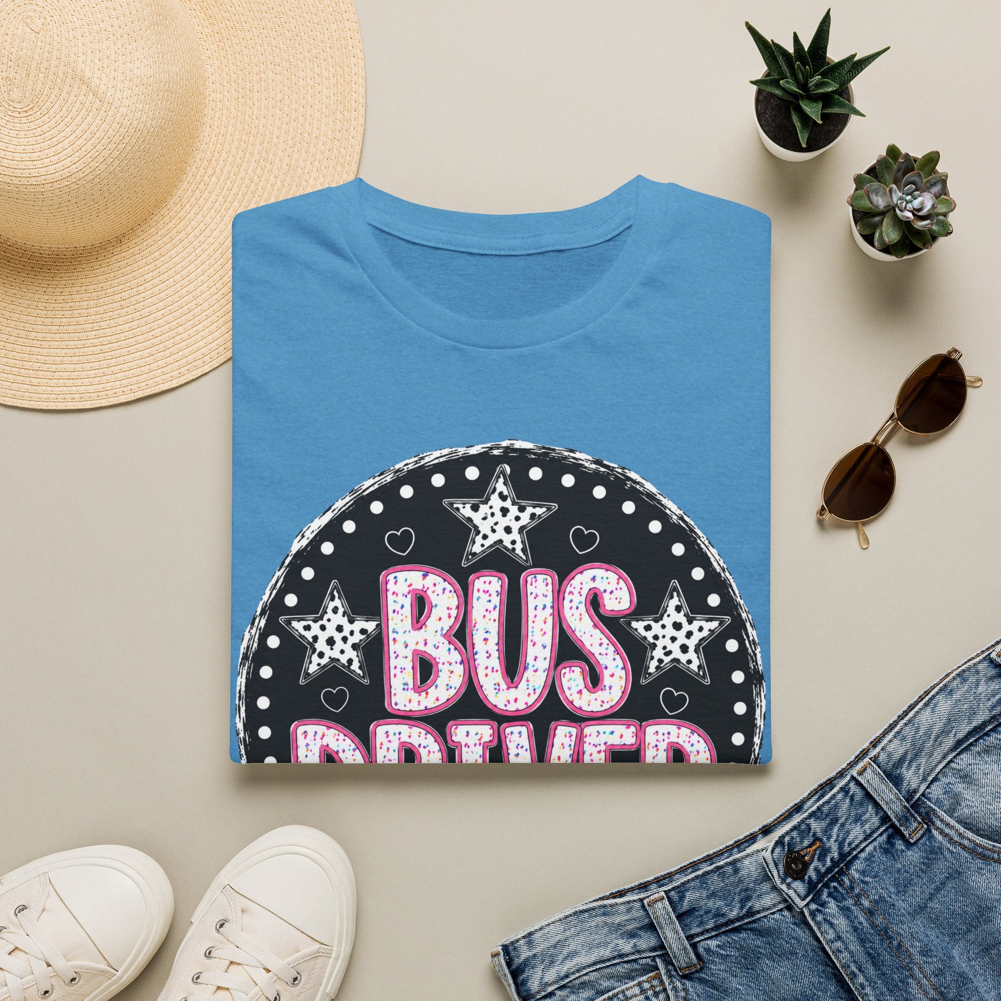 Bus Driver T‑Shirt — Retro Chalkboard Stars Design