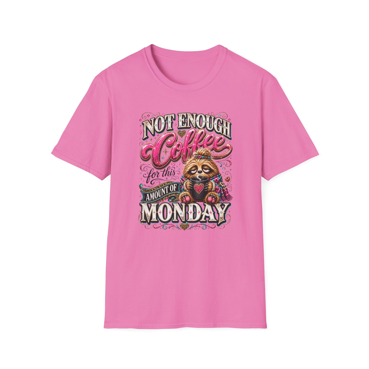 Coffee Sloth T‑Shirt — "Not Enough Coffee for This Monday" Funny Cozy Tee