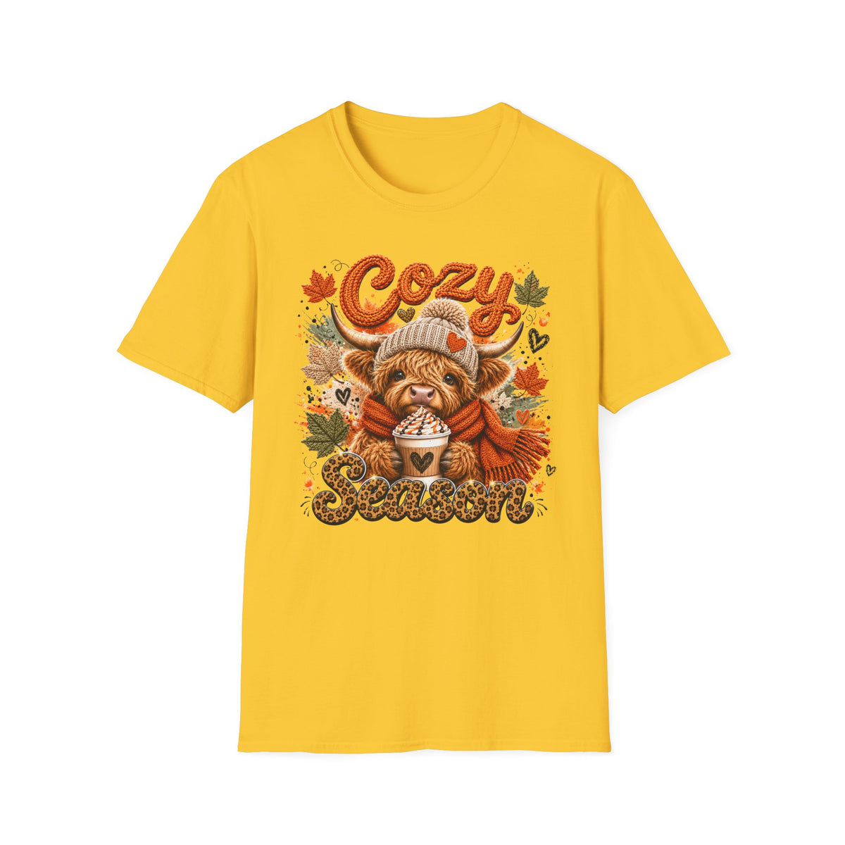 Cozy Season T-Shirt — Autumn Highland Cow Fall Sweatshirt Tee