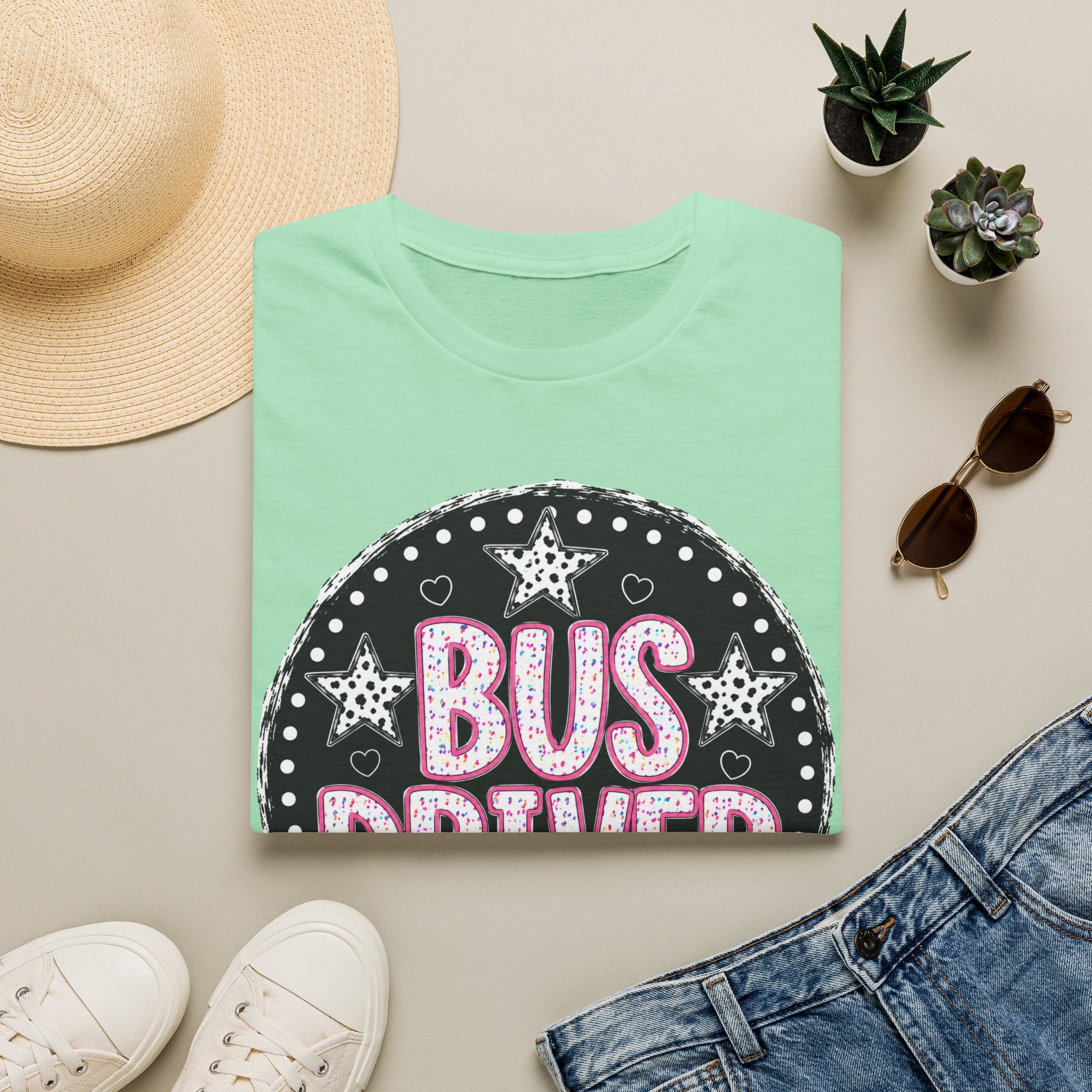 Bus Driver T‑Shirt — Retro Chalkboard Stars Design