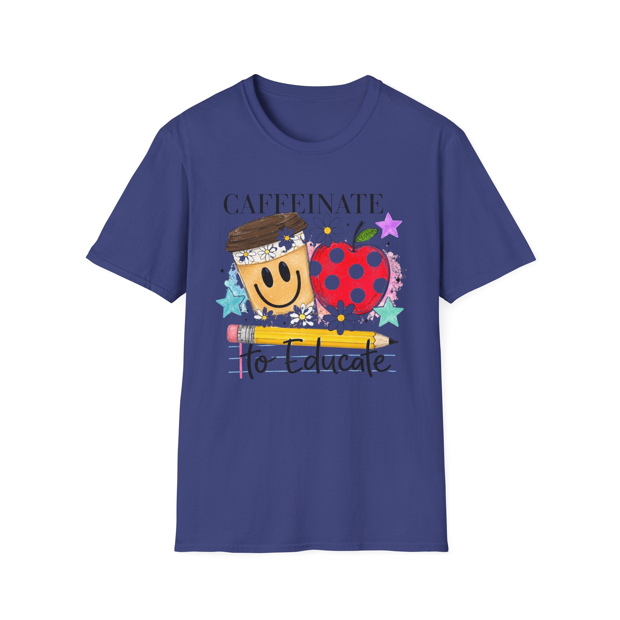 Caffeinate to Educate Teacher T‑Shirt — Cute Coffee & Apple Back‑to‑School Tee