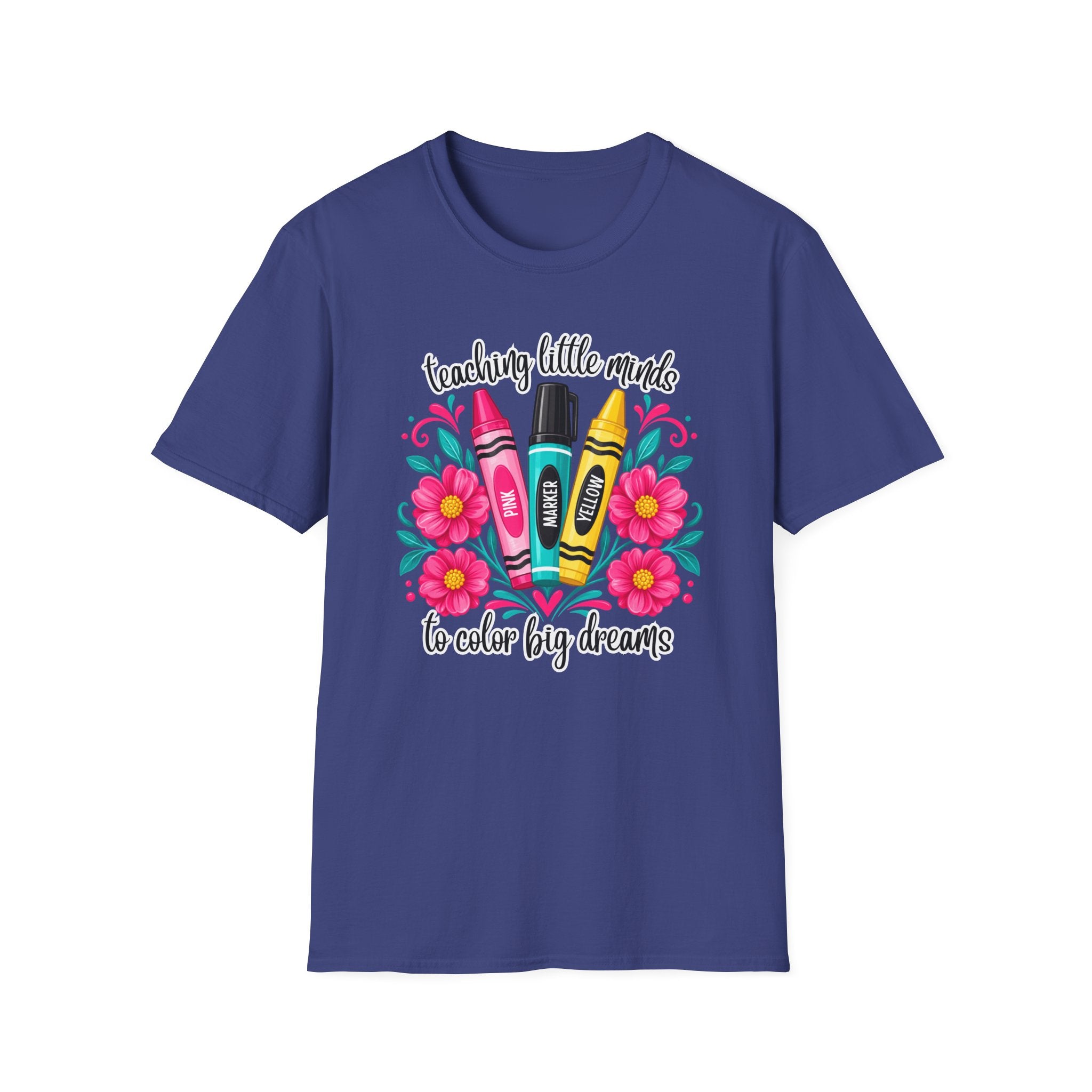Teaching Little Minds T-Shirt — 'Teaching Little Minds, We Color Big Dreams' Cute Crayon Teacher Tee