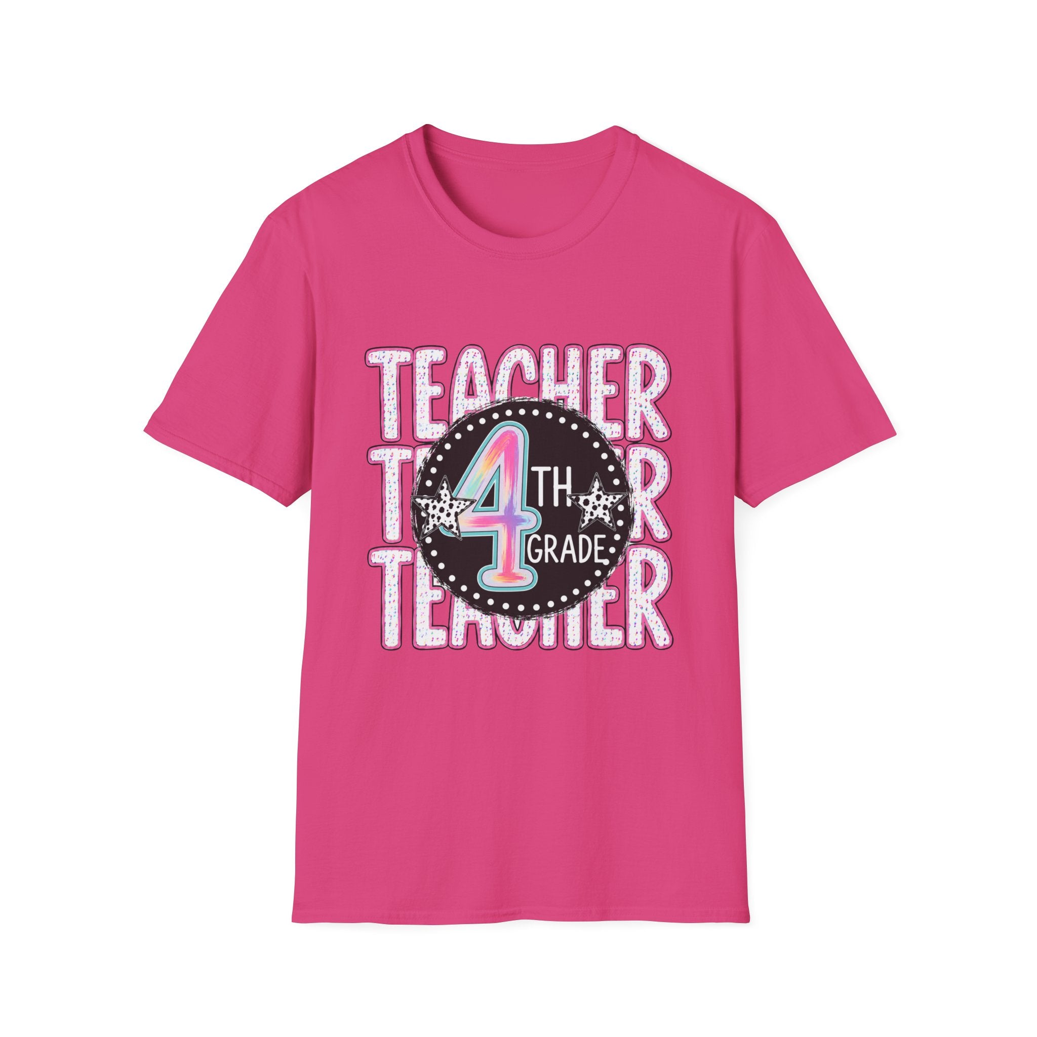 4th Grade Teacher T-Shirt – Cute Rainbow Chalkboard Teacher Tee