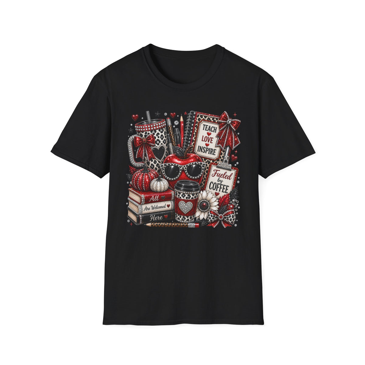 Teacher Love Inspire T‑Shirt — Fueled by Coffee Back‑to‑School Tee for Educators